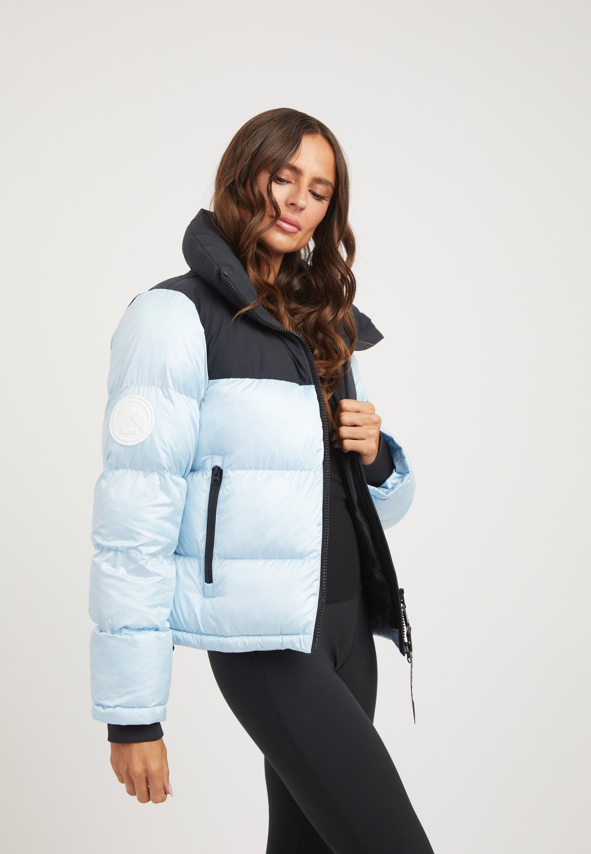 Diamond Funnel Jacket Powder Blue/Black styled shot by JACK1T