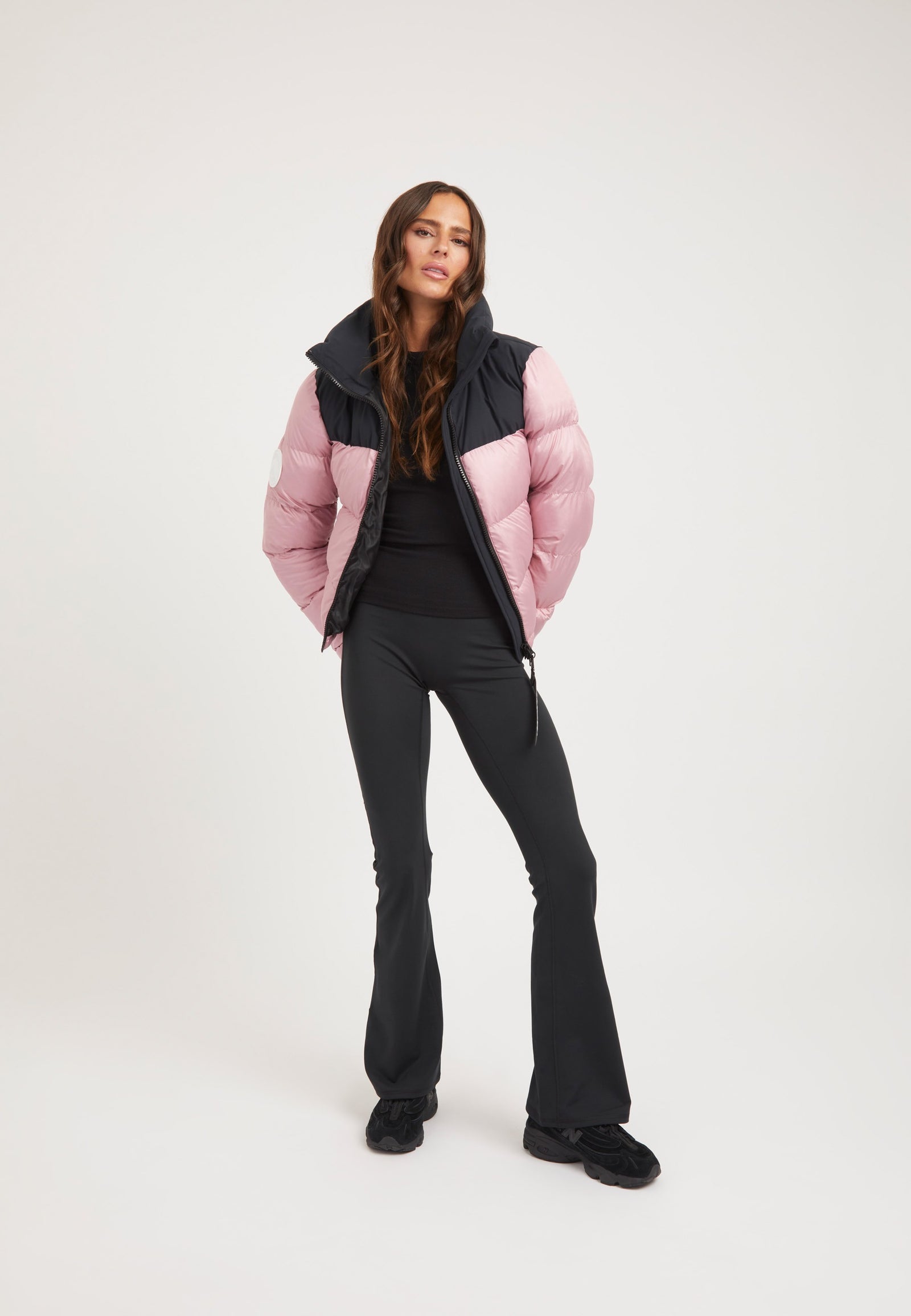 Diamond Funnel Jacket Powder Pink/Black on model detail by JACK1T