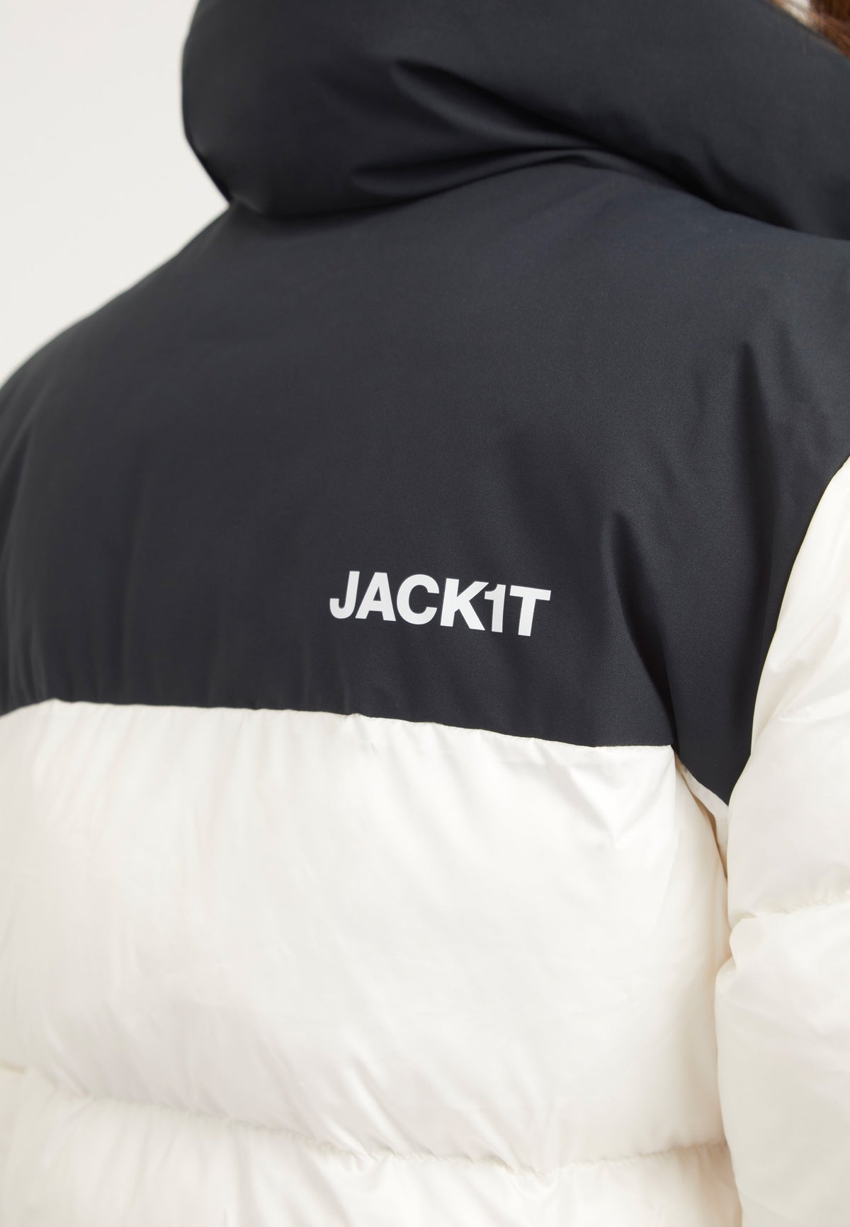 Diamond Funnel Jacket Snow/Black detail shot by JACK1T