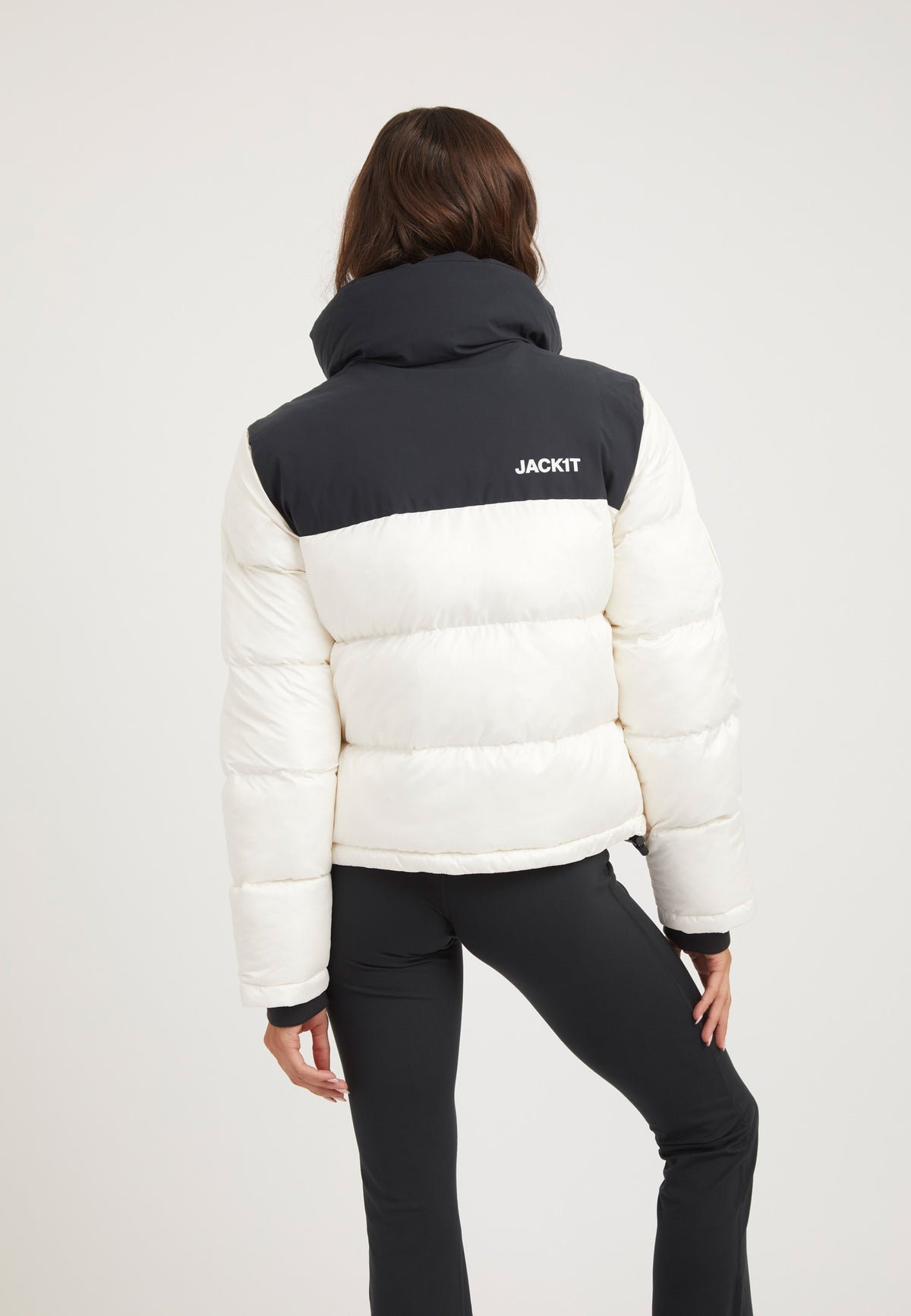 Diamond Funnel Jacket Snow/Black on model full length by JACK1T