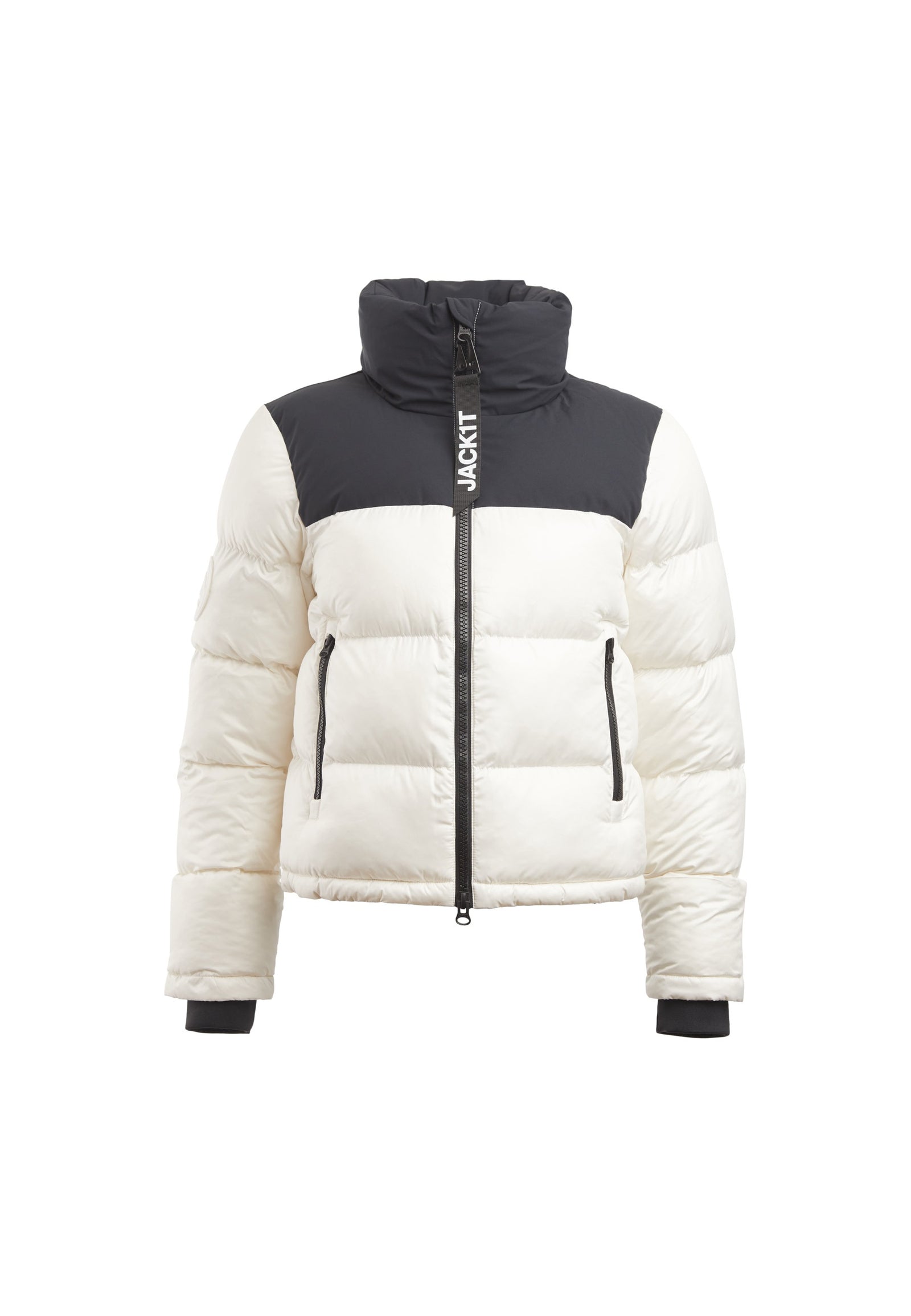Diamond Funnel Jacket Snow/Black flat lay swatch