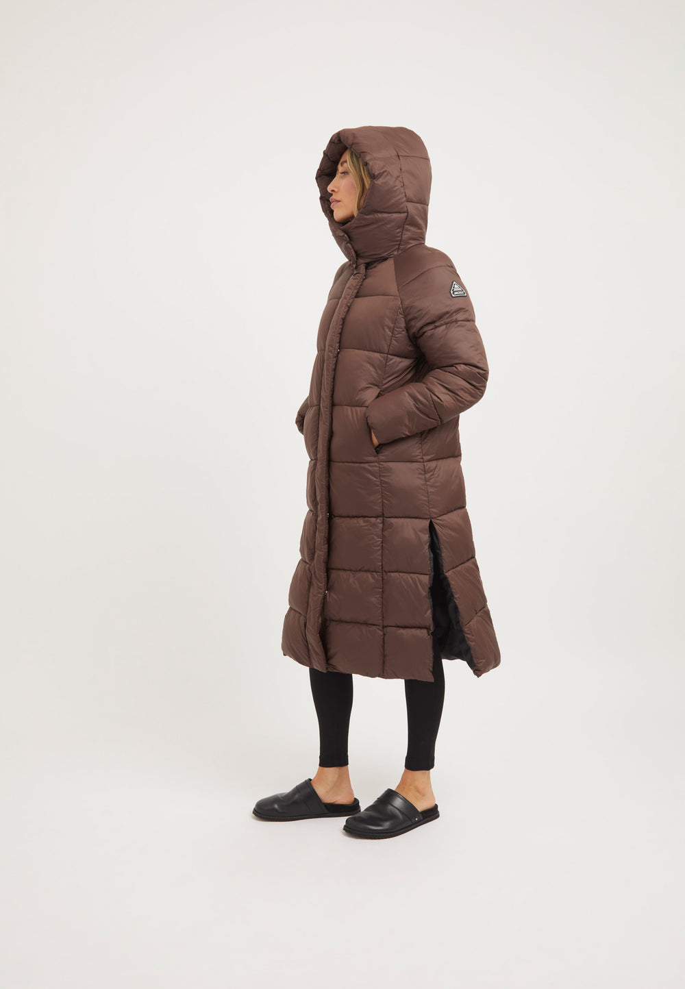 Cloud Boss Coat Mid Brown on model back view by JACK1T