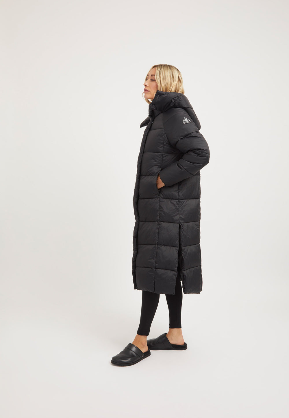 Cloud Boss Coat Black on model back view by JACK1T