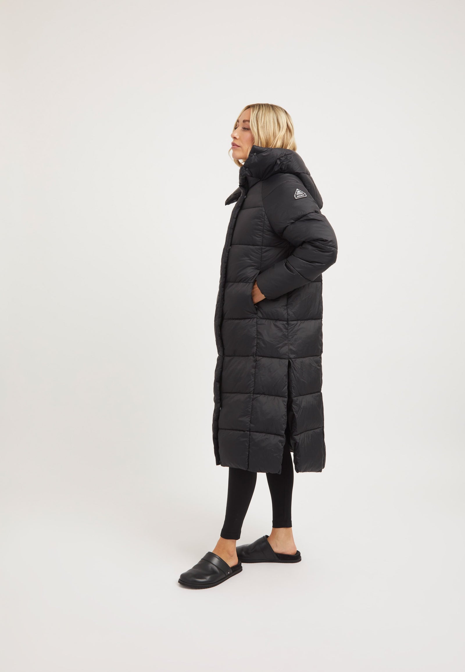 Cloud Boss Coat Black on model back view by JACK1T