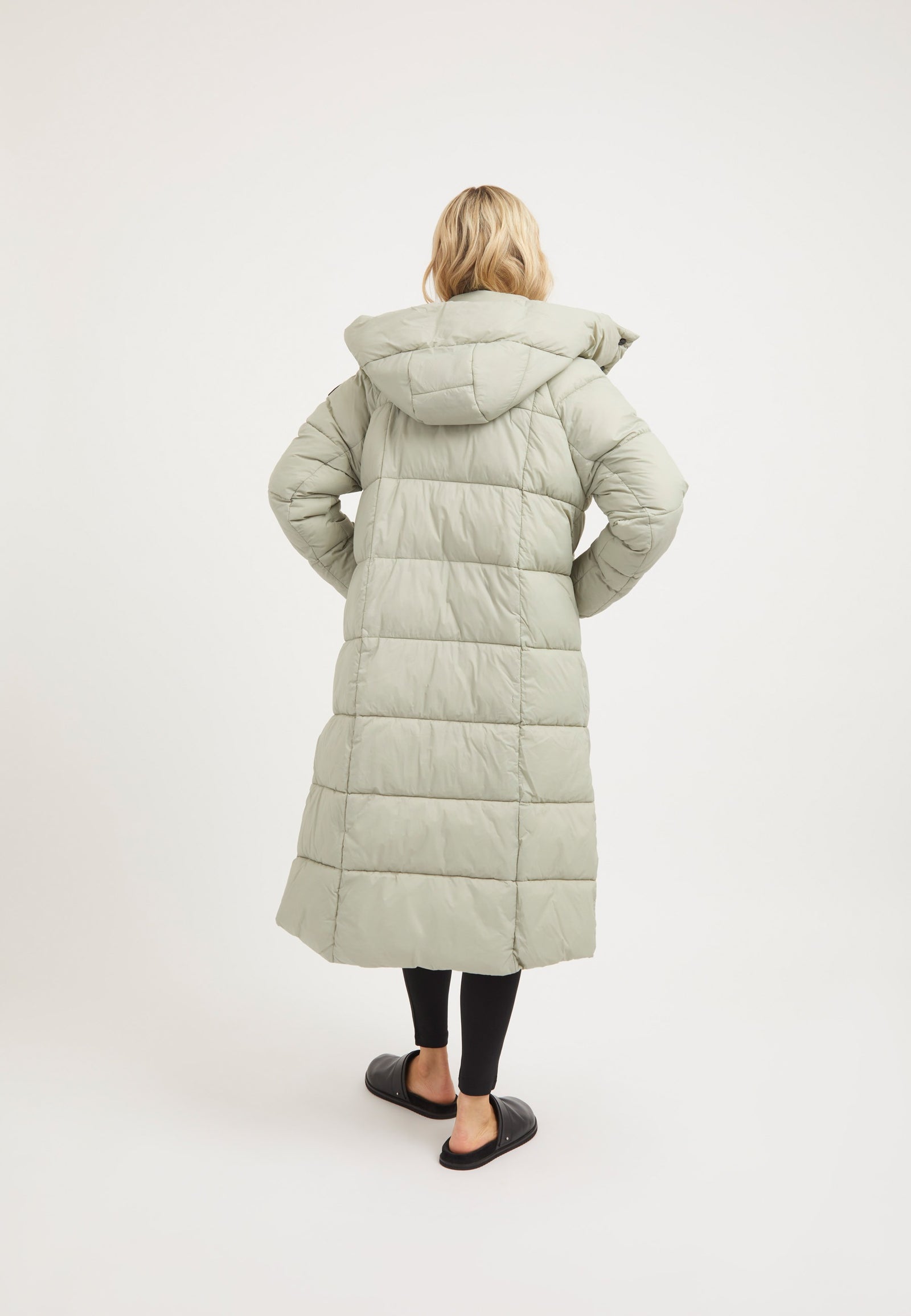 Cloud Boss Coat Sage on model full length by JACK1T