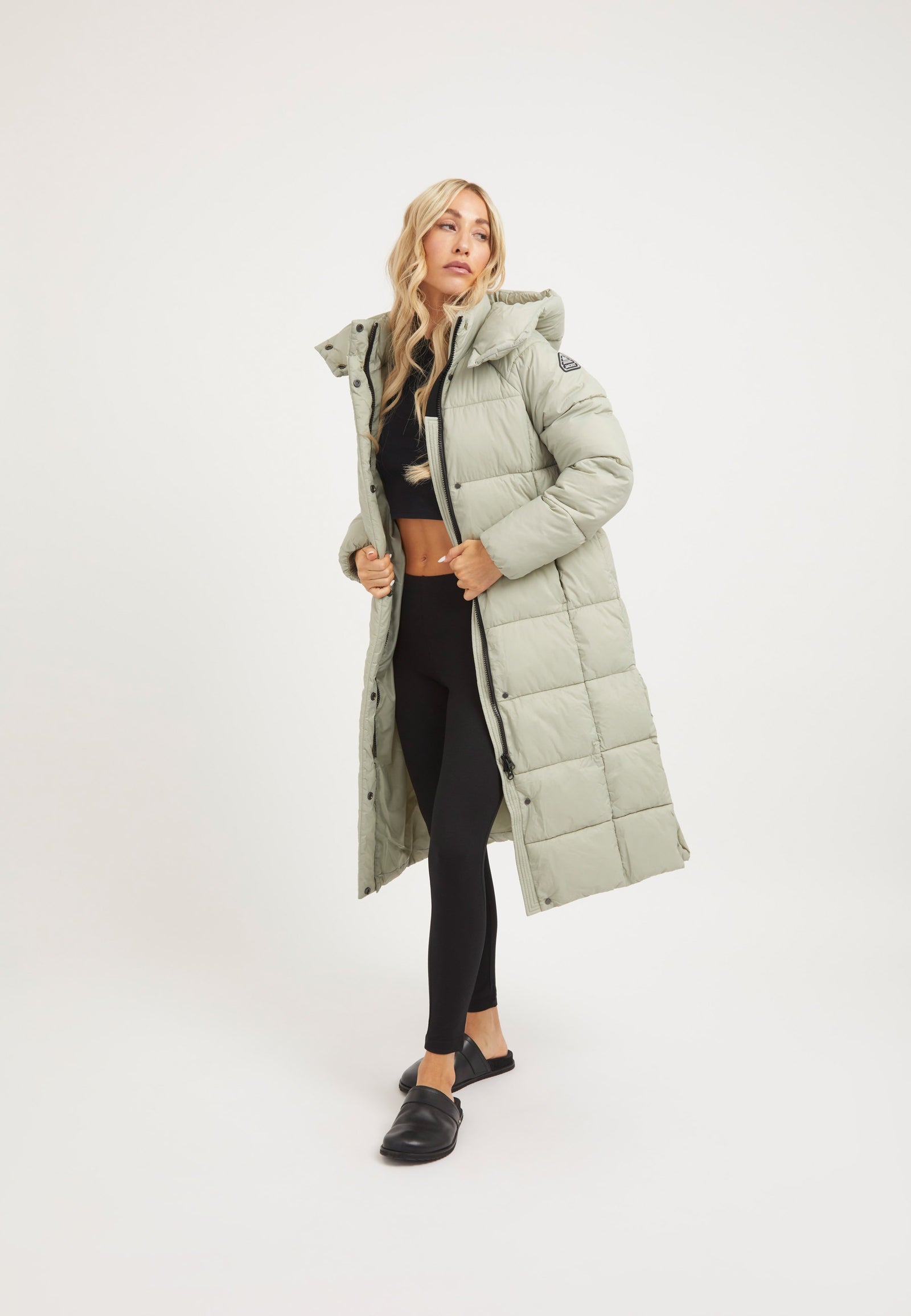 Cloud Boss Coat Sage on model detail by JACK1T