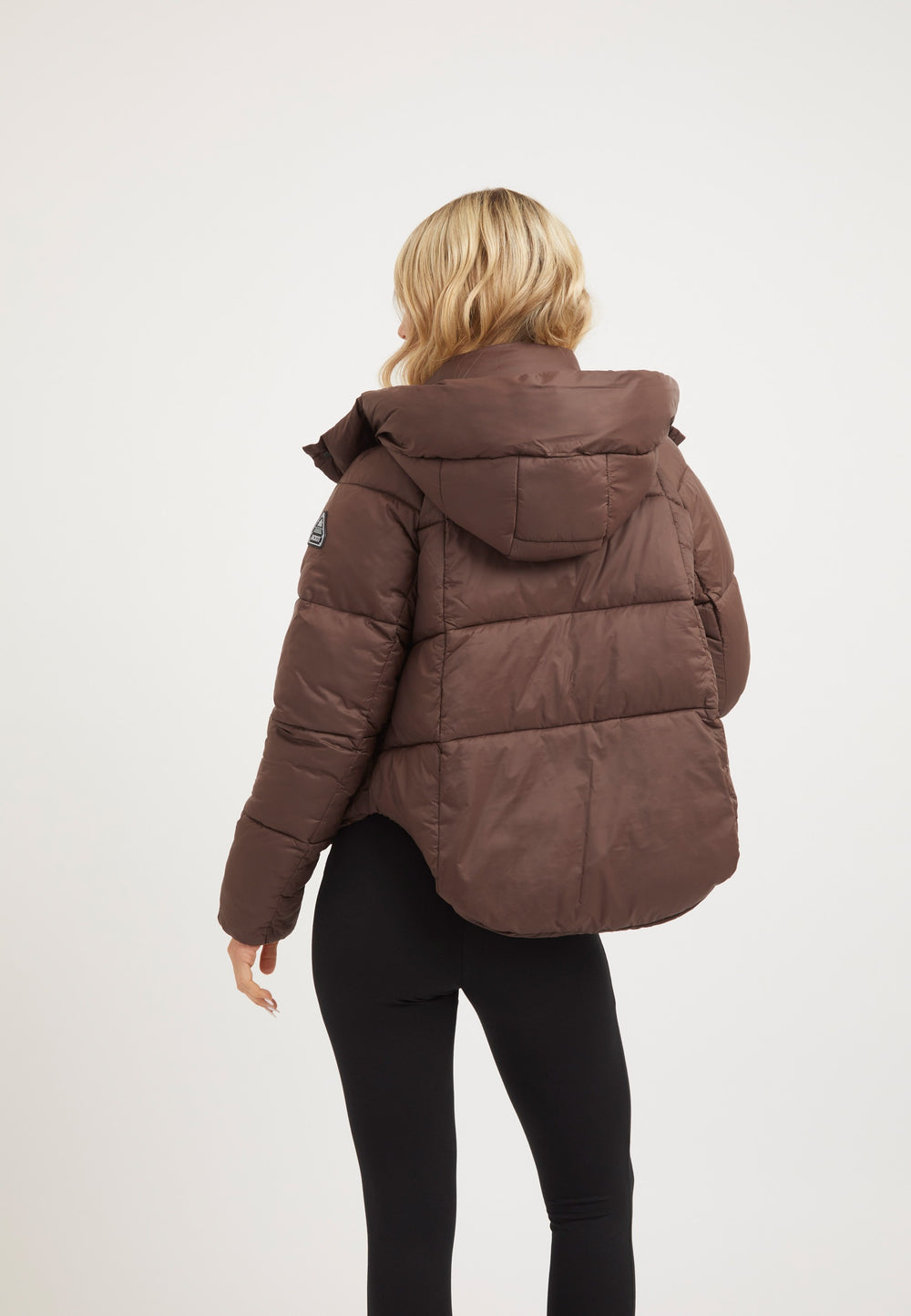 Cloud Crop Jacket Mid Brown on model full length by JACK1T