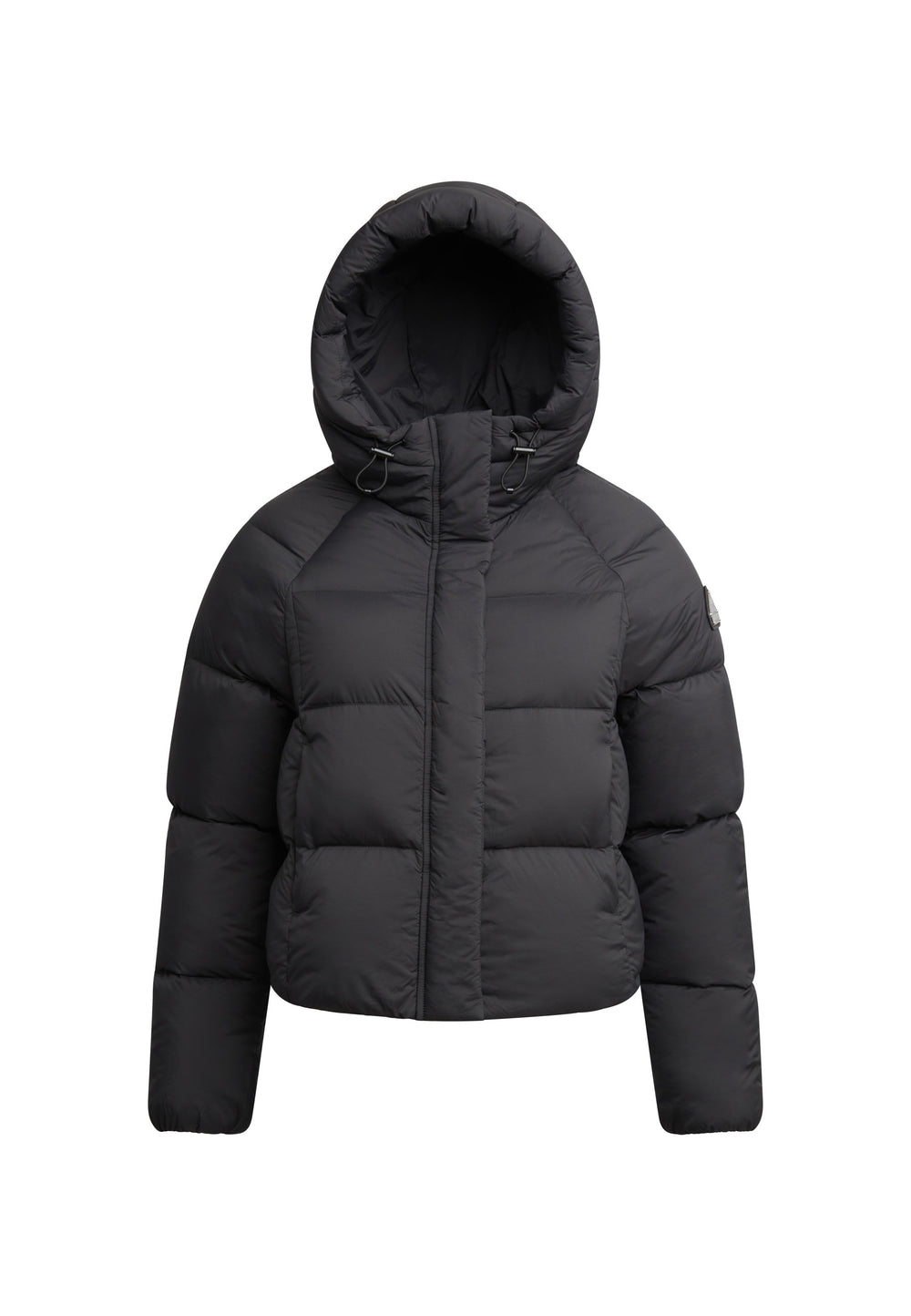 Cloud Crop ONELOFT Puffer Jacket Black flat lay swatch