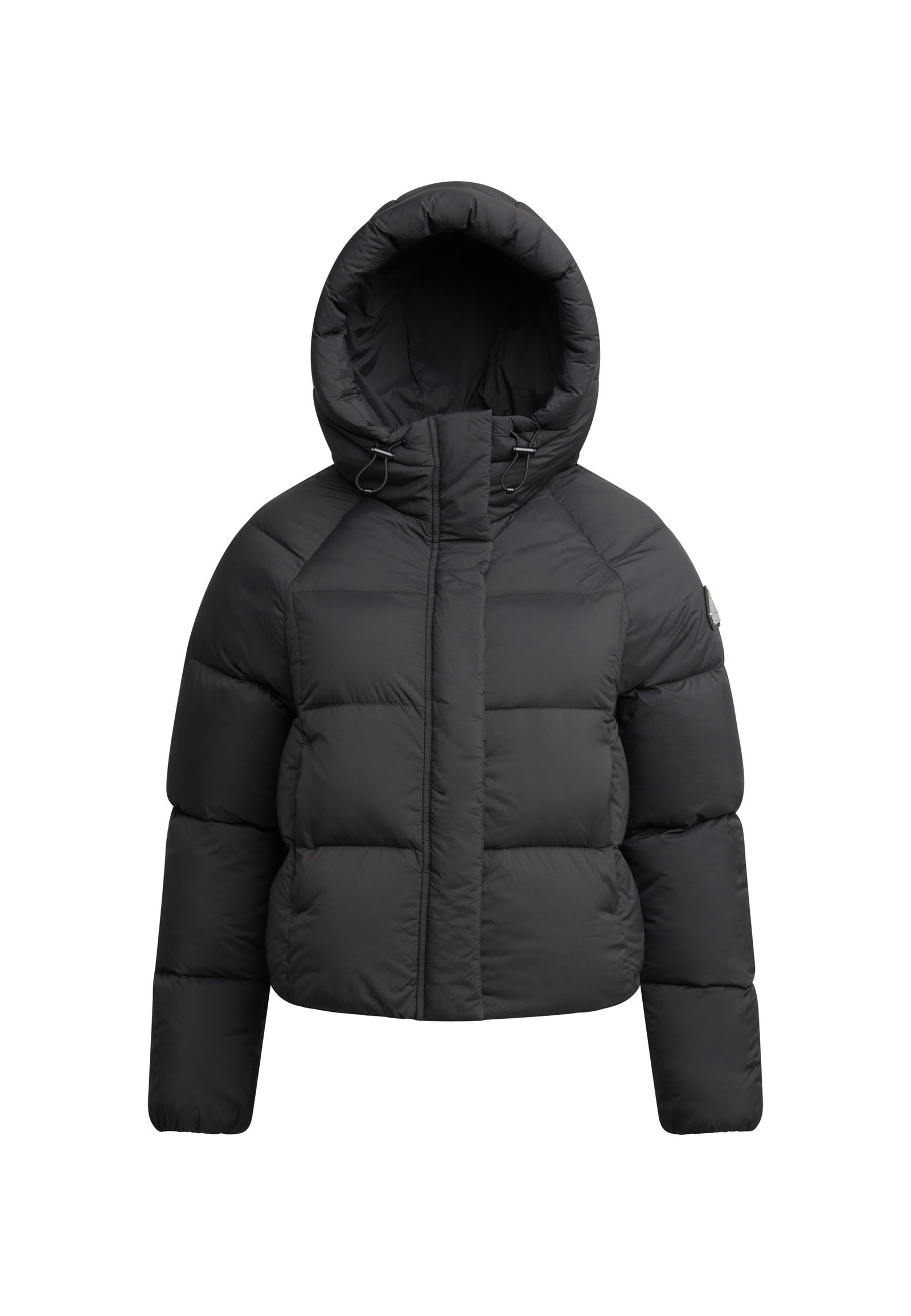 Cloud Crop ONELOFT Puffer Jacket Black flat lay swatch