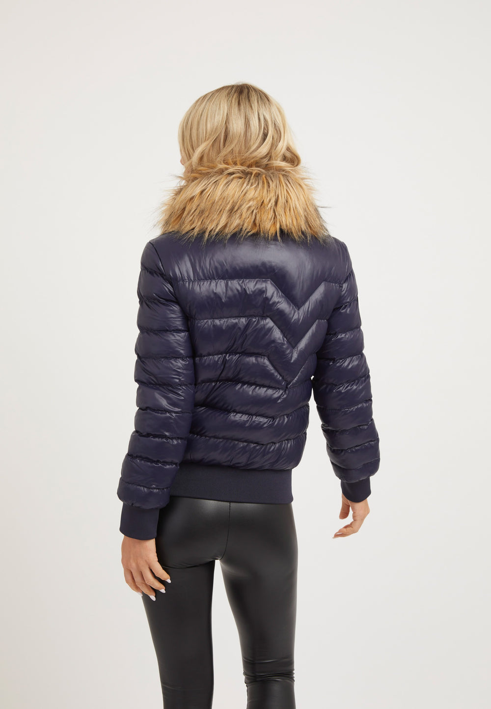 Retro Racer Revolution Jacket Navy on model full length by JACK1T