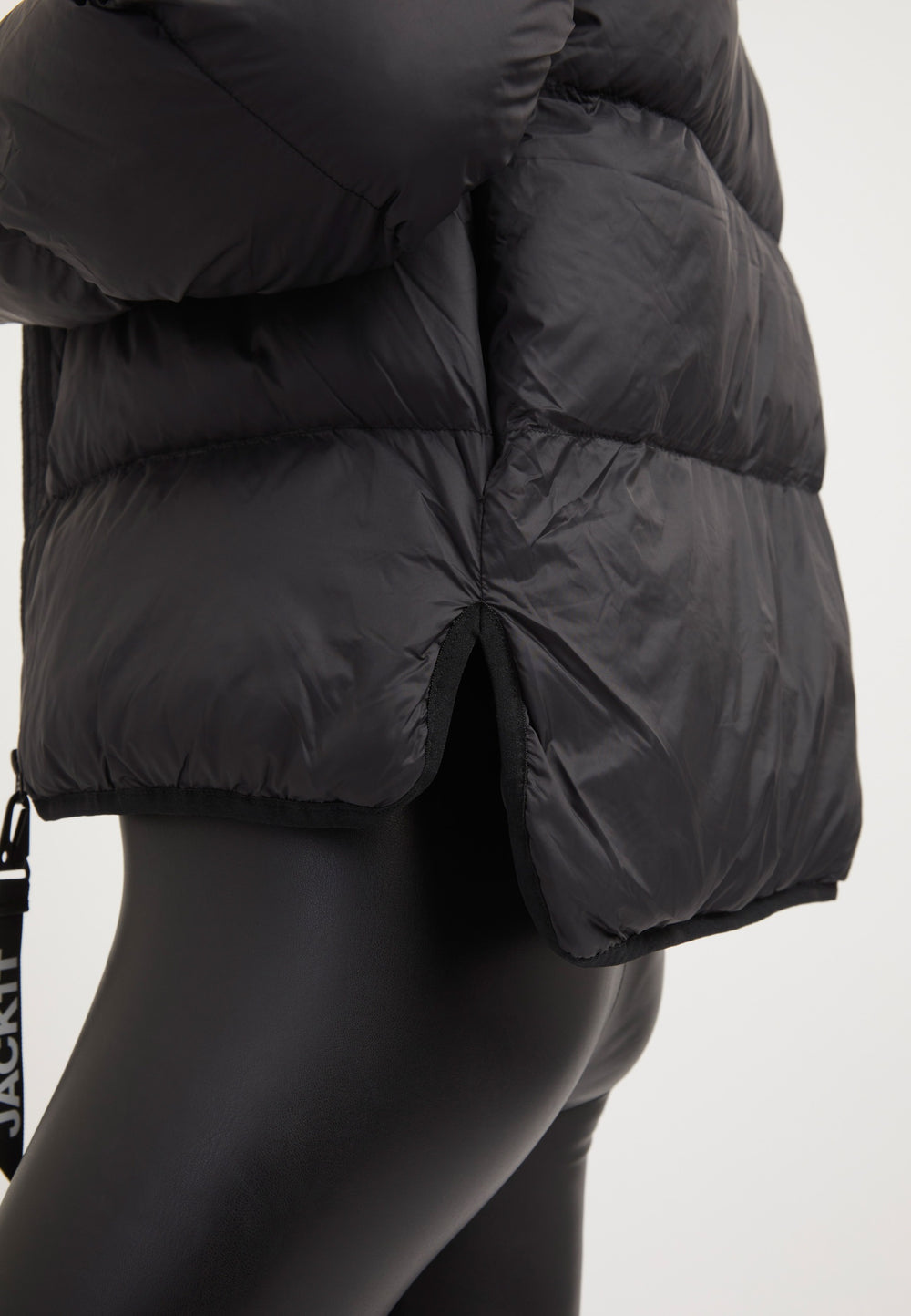 Helio Crop Duvet Jacket Black detail shot by JACK1T