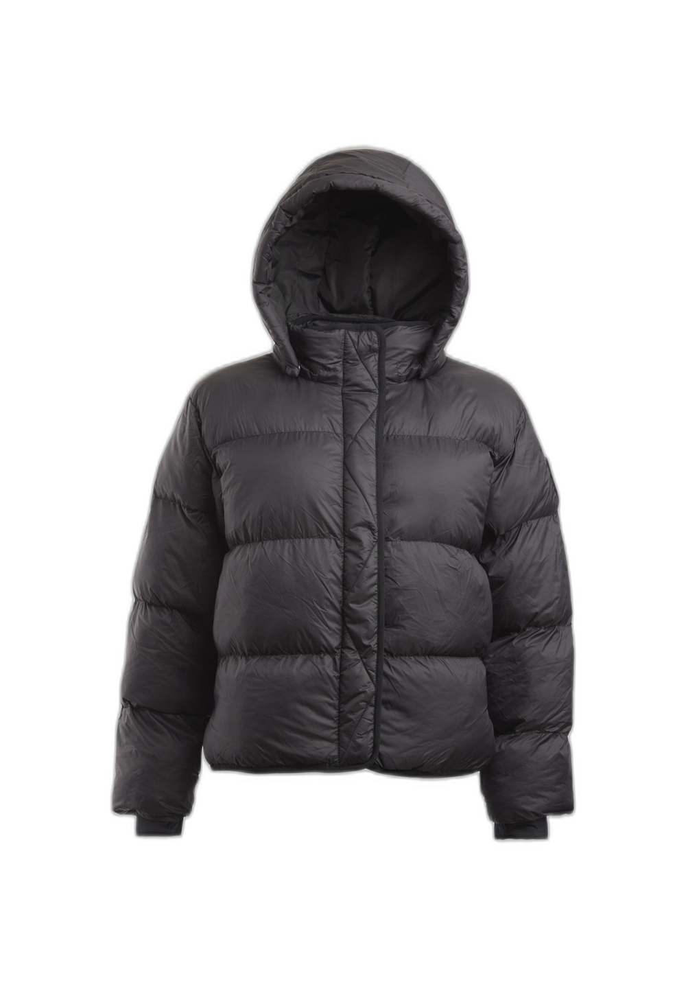 Helio Crop Duvet Jacket Black flat lay cutout