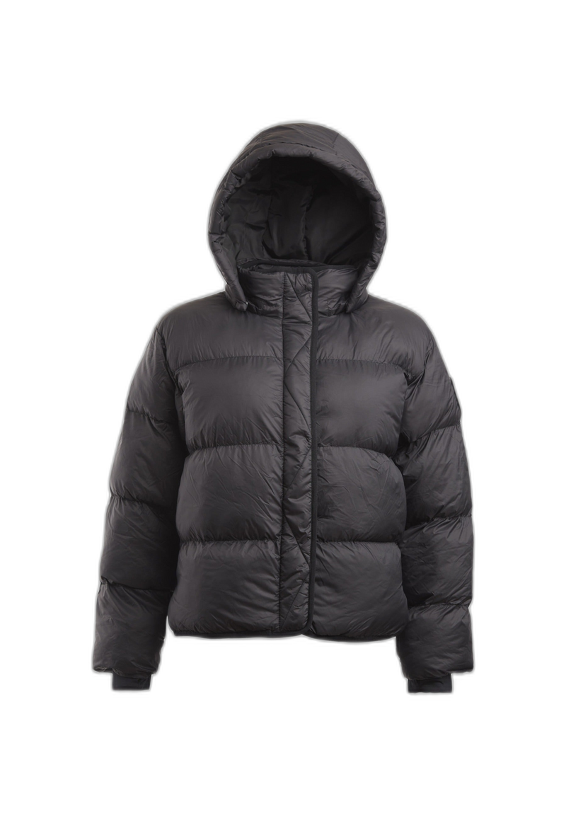 Helio Crop Duvet Jacket Black flat lay cutout