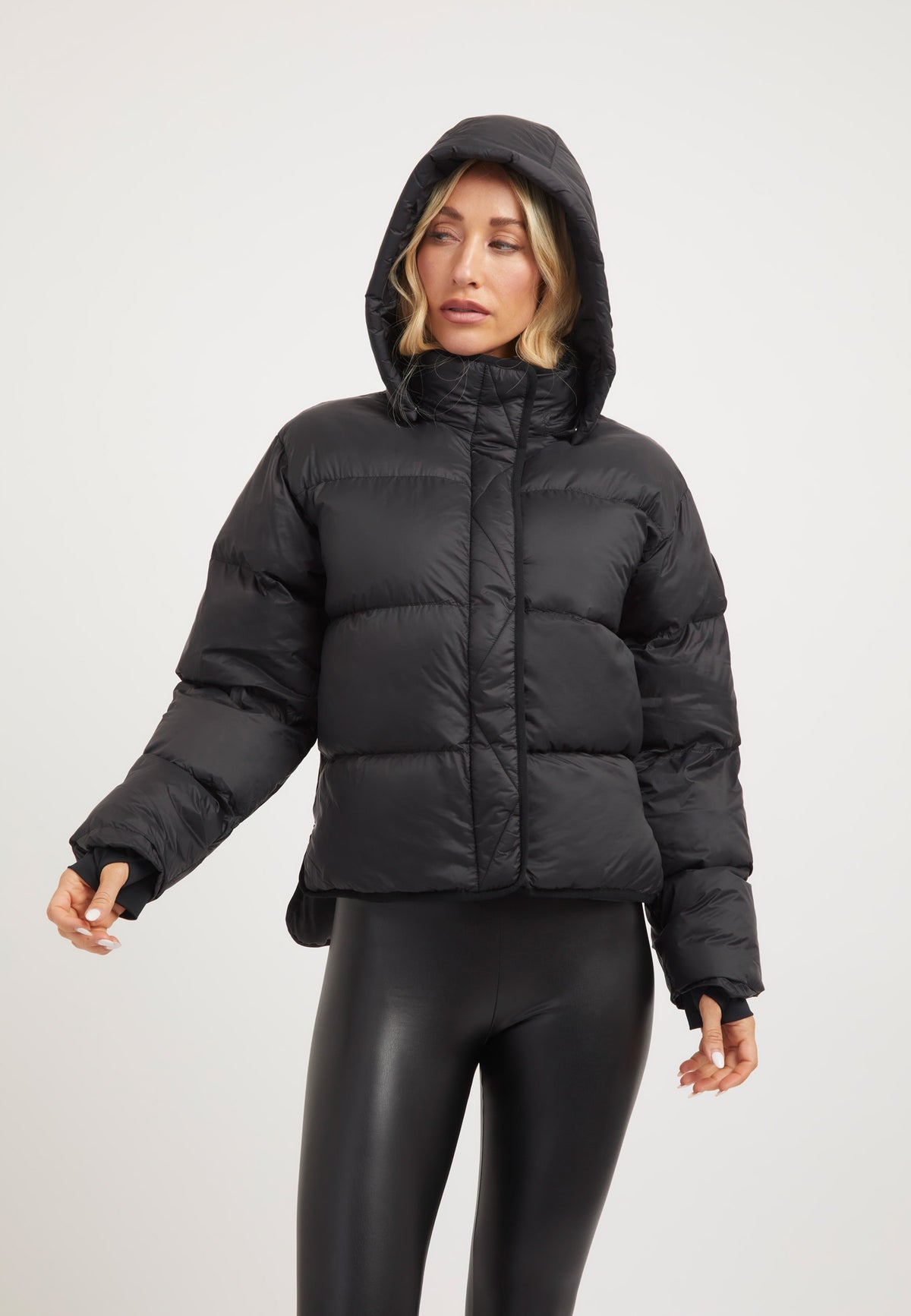 Helio Crop Duvet Jacket Black styled shot by JACK1T