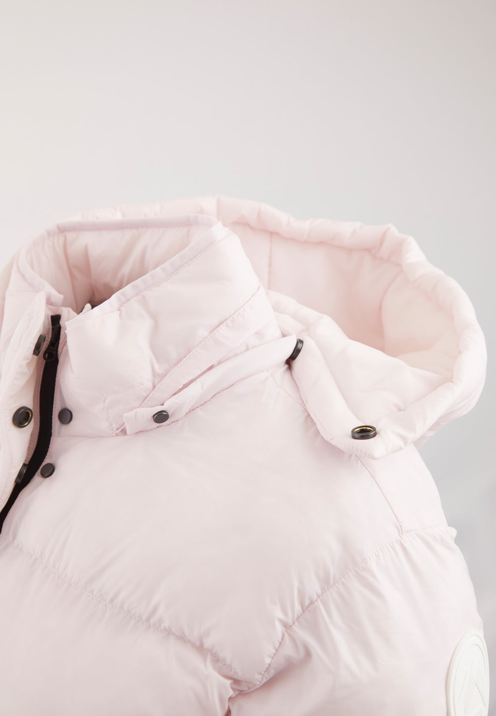 Helio Crop Duvet Jacket Soft Pink flat lay swatch
