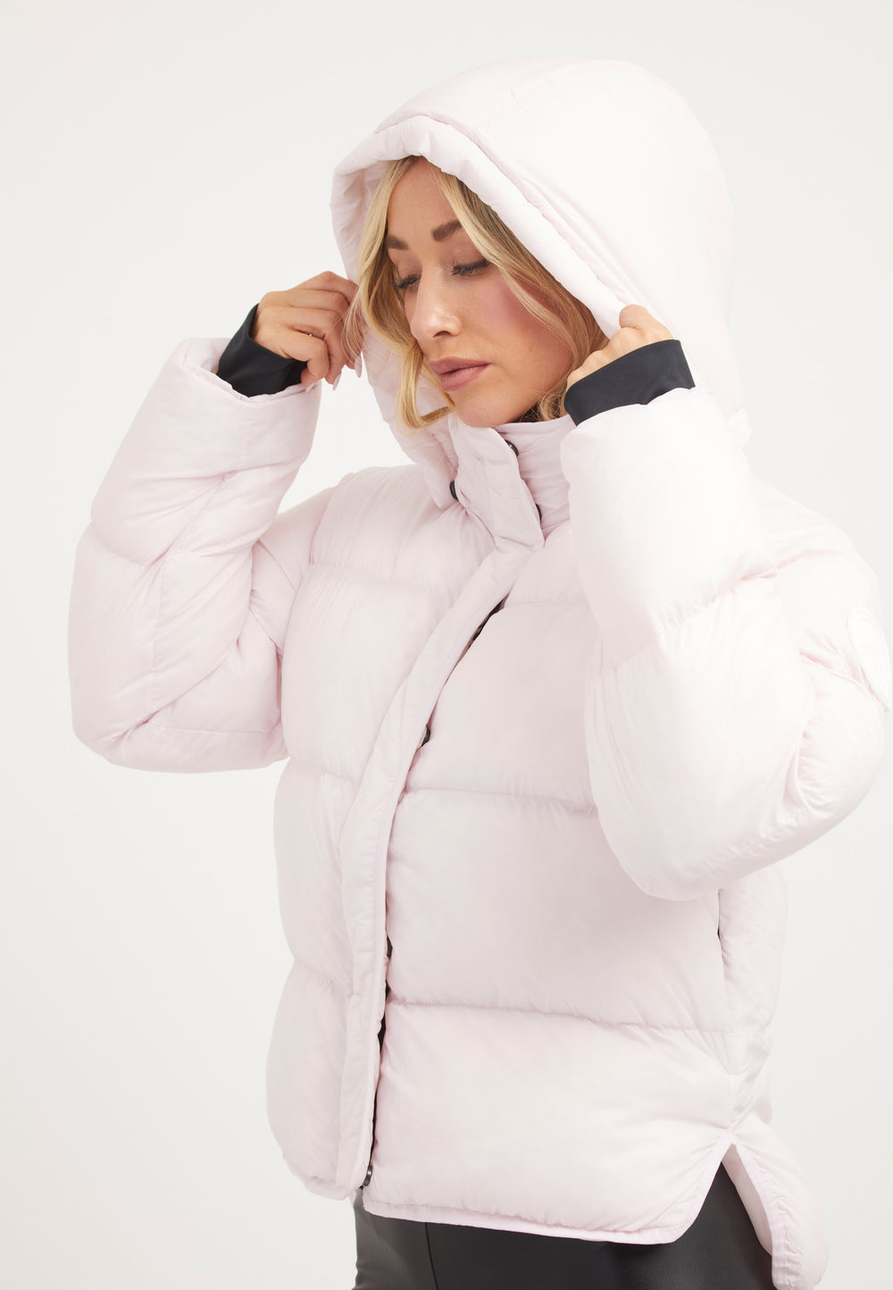 Helio Crop Duvet Jacket Soft Pink styled shot by JACK1T