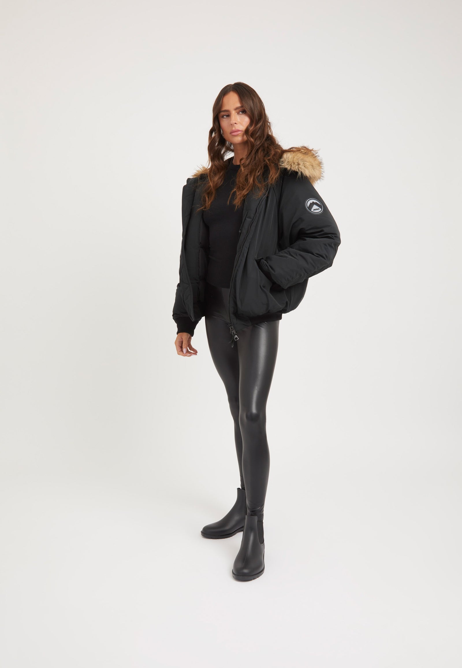 First Rescue Bomber Jacket Black on model detail by JACK1T
