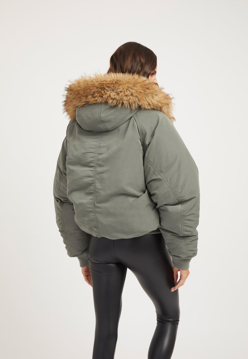 First Rescue Bomber Jacket Olive on model full length by JACK1T