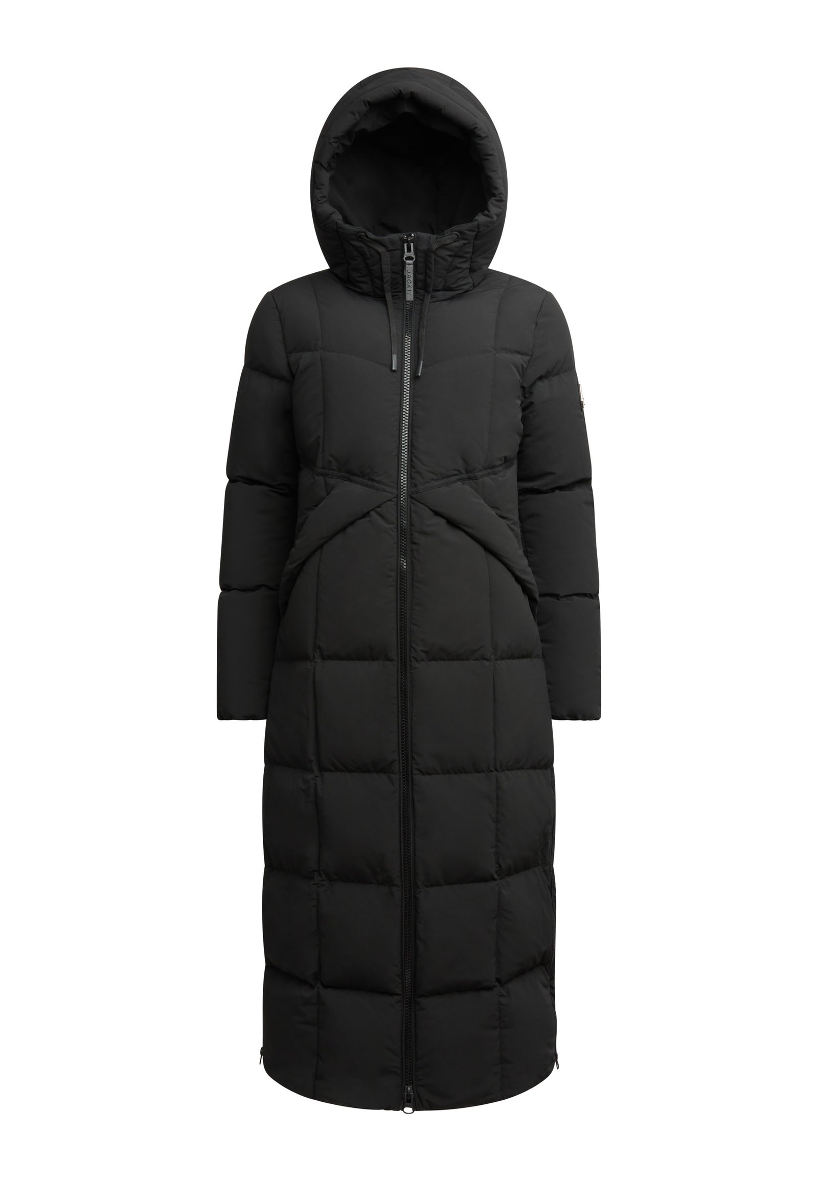 Black Star Ex-long Puffer Matt Coat Black flat lay swatch