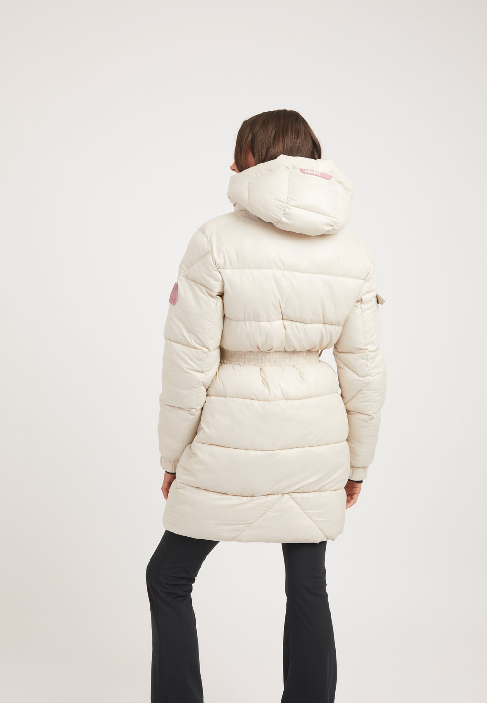 EZ Belted Coat Stone on model back view by JACK1T