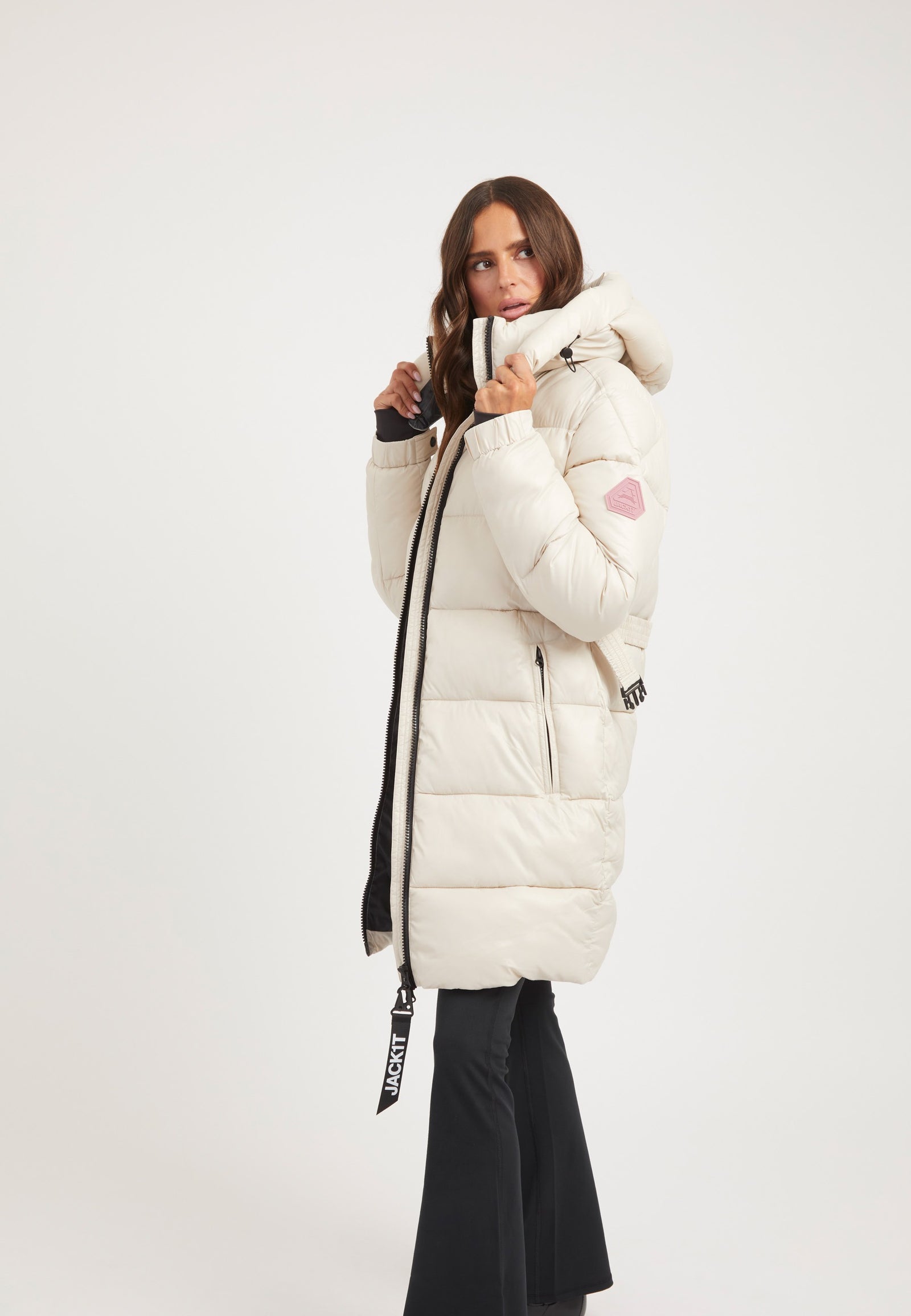 EZ Belted Coat Stone on model detail by JACK1T