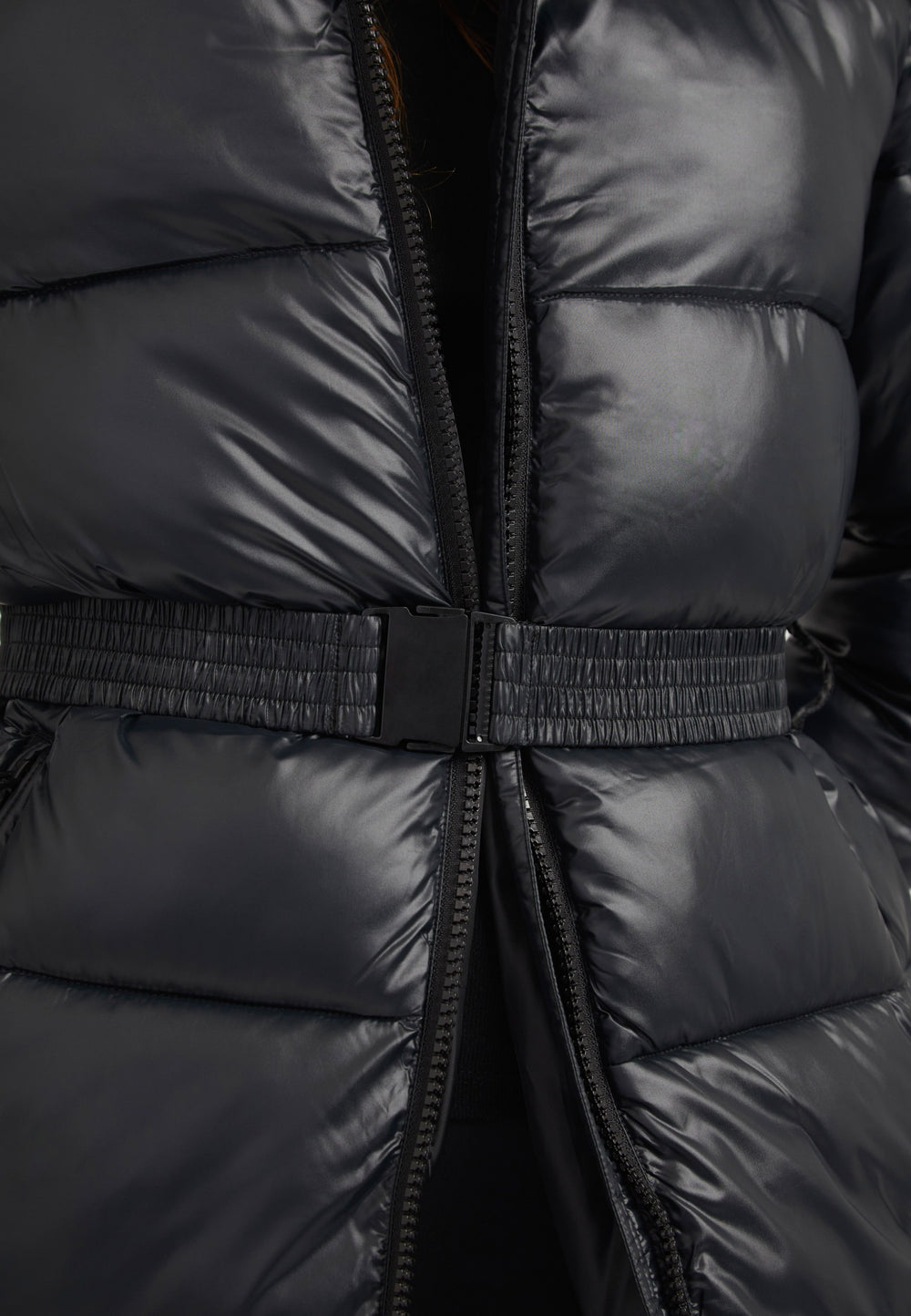 EZ Belted Coat Black/Stone detail shot by JACK1T