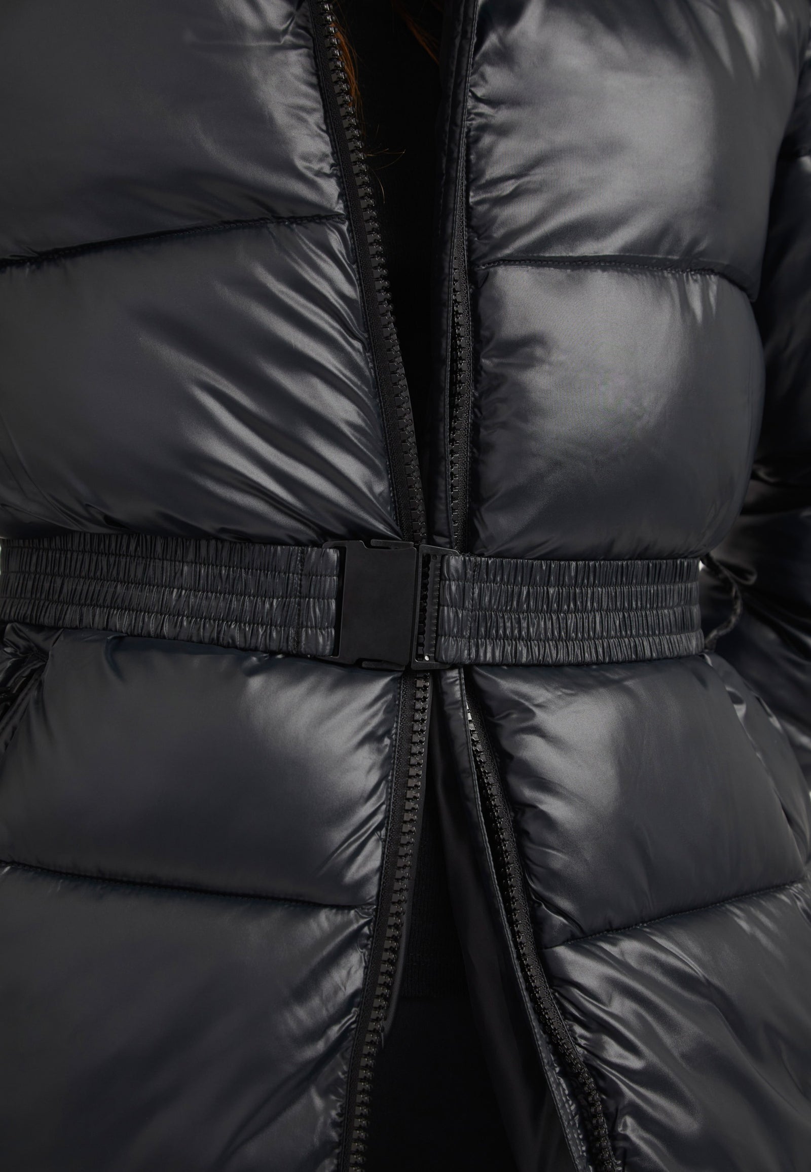 EZ Belted Coat Black/Stone detail shot by JACK1T