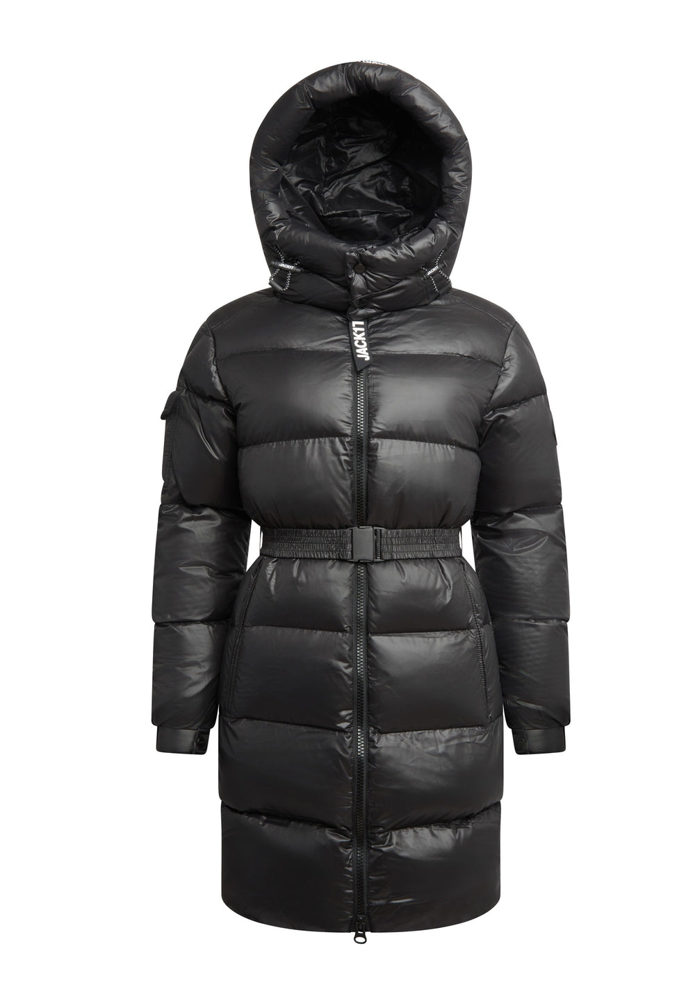 EZ Belted Coat Black/Stone flat lay swatch