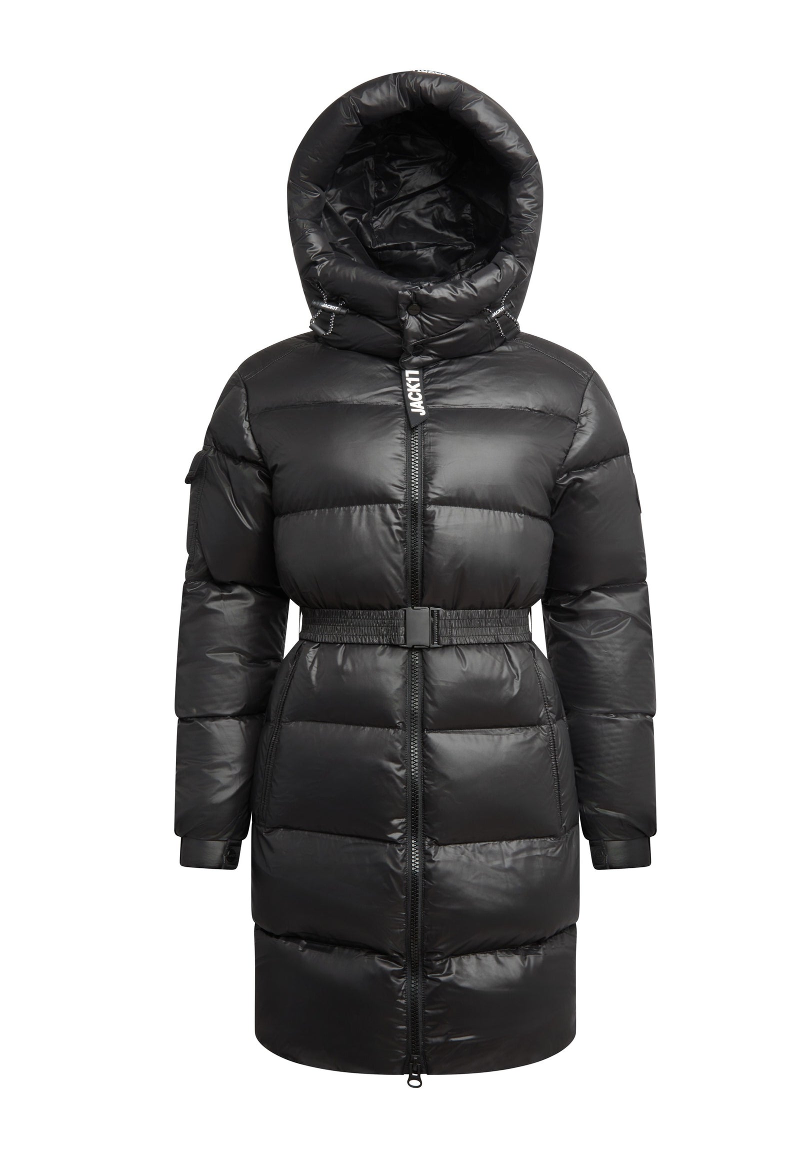 EZ Belted Coat Black/Stone flat lay swatch
