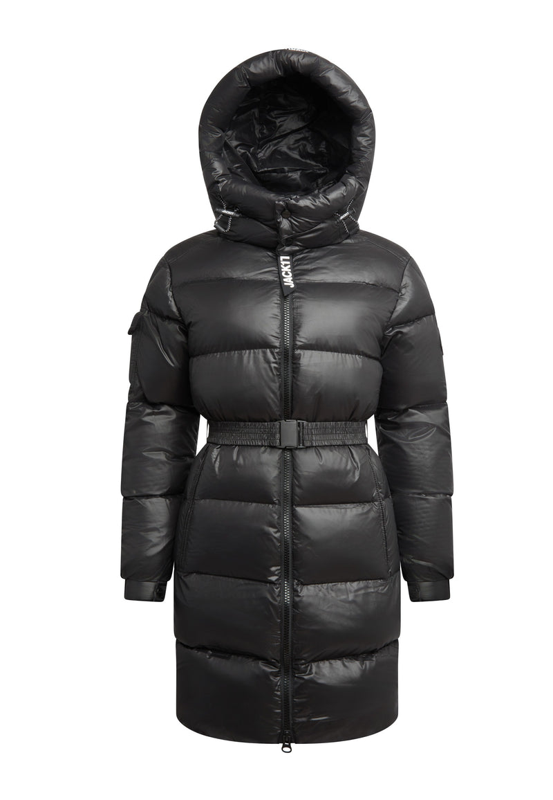 EZ Belted Coat Black/Stone flat lay swatch