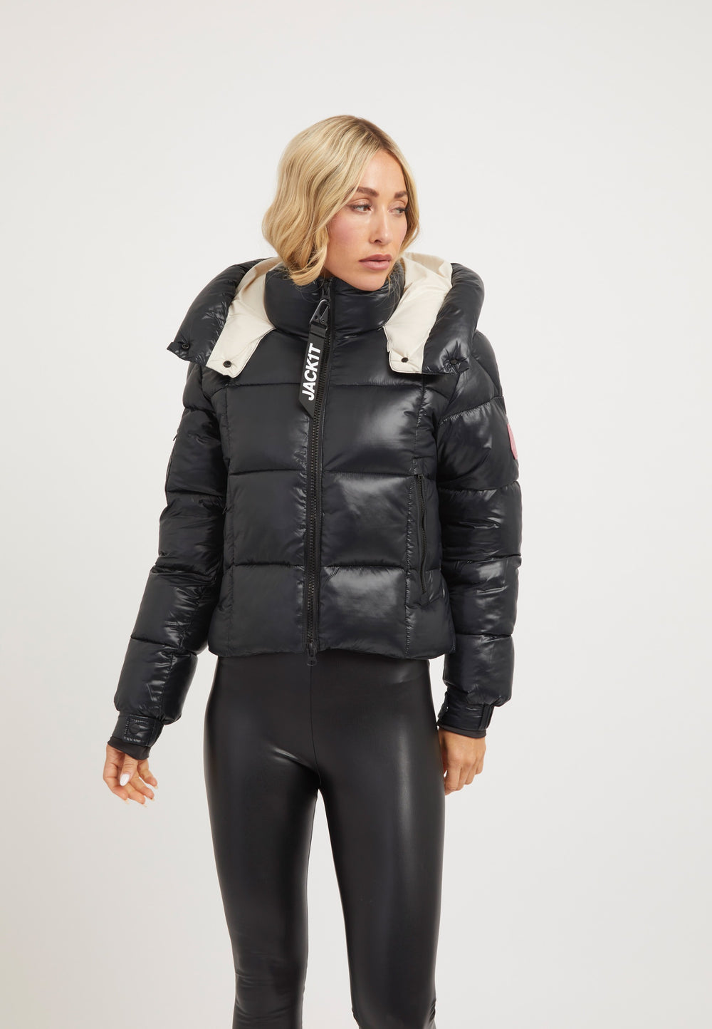 EZ Box Crop Jacket Black on model front view by JACK1T