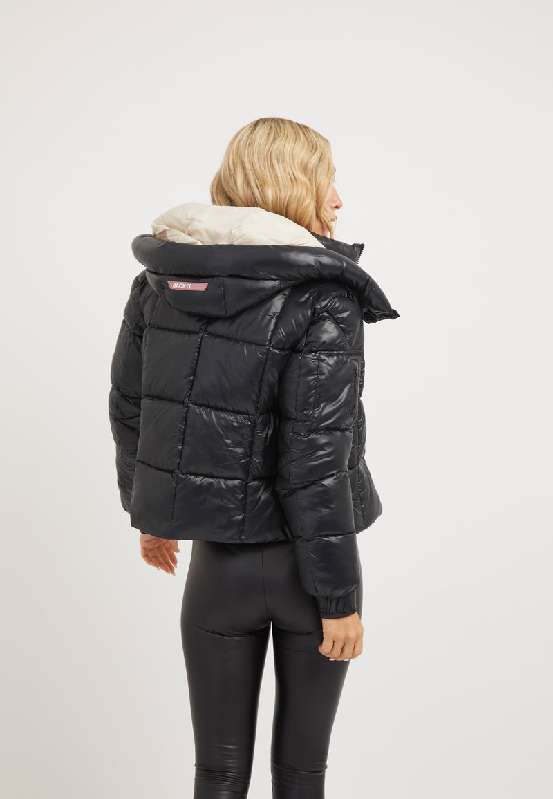 EZ Box Crop Jacket Black on model full length by JACK1T