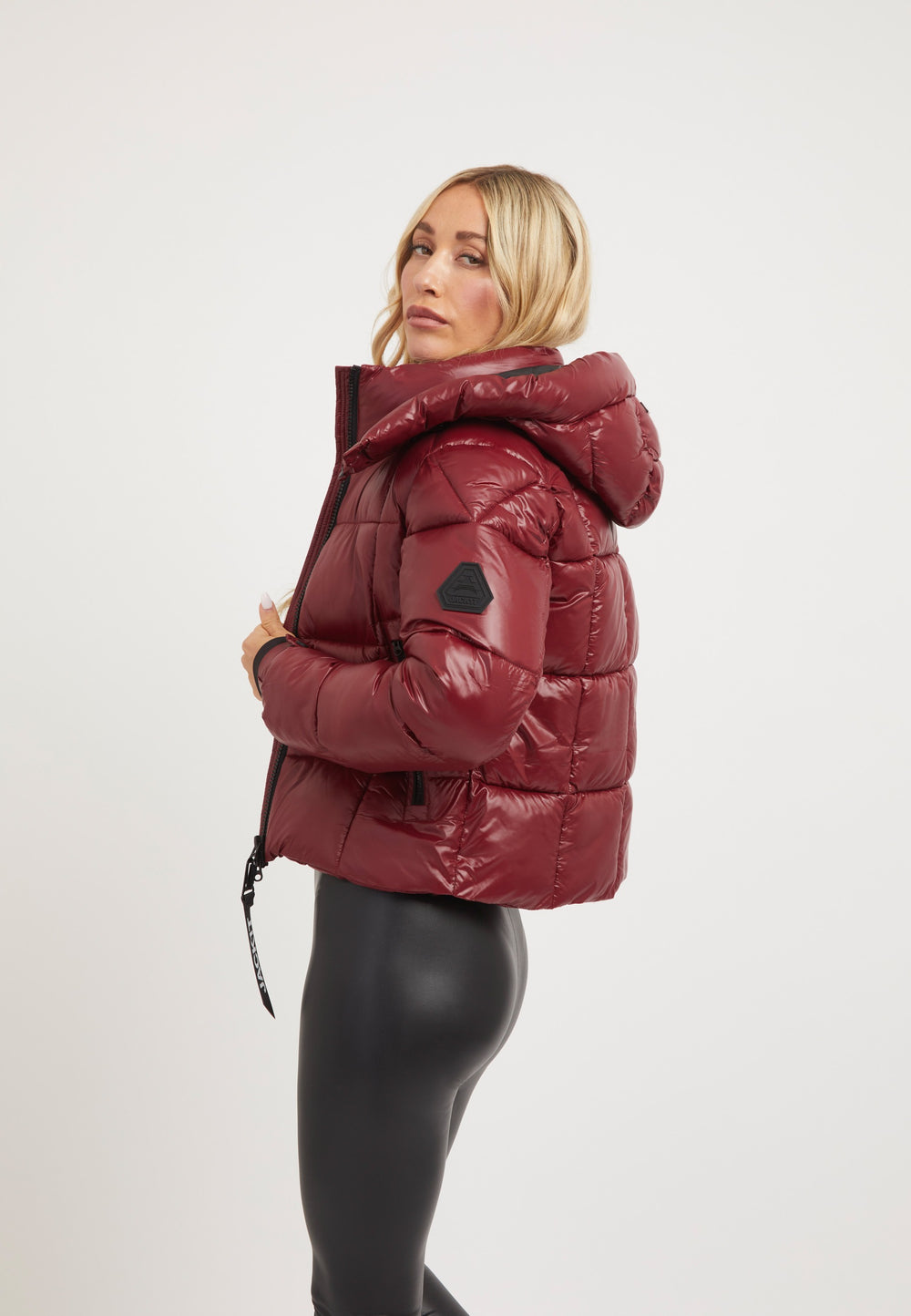 EZ Box Crop Jacket Dark Cranberry on model back view by JACK1T