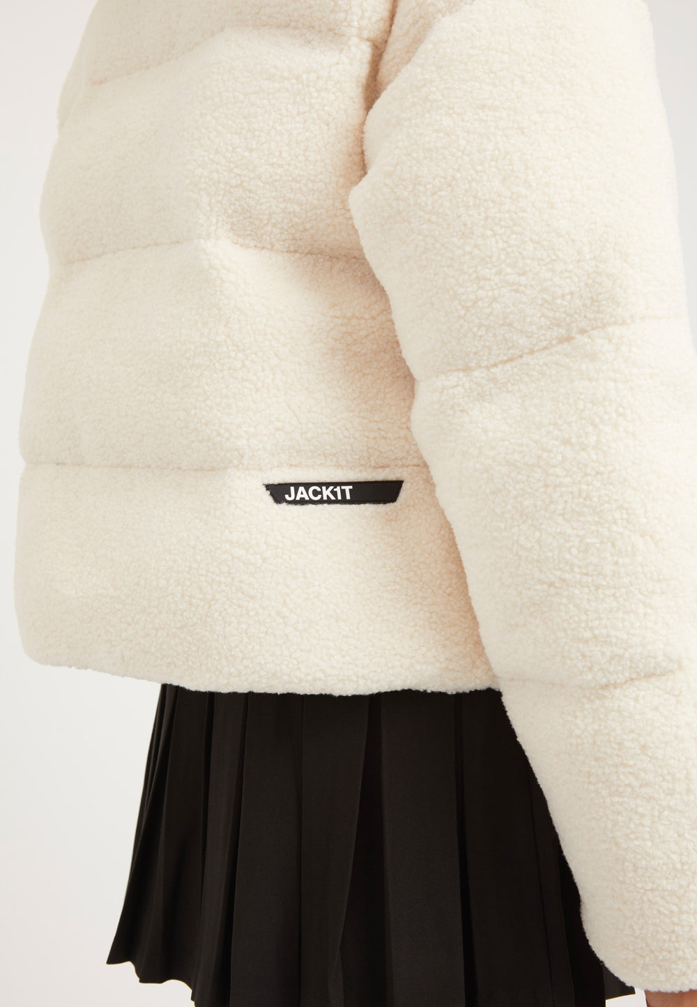 EZ Sherpa Cropped Jacket Ecru detail shot by JACK1T