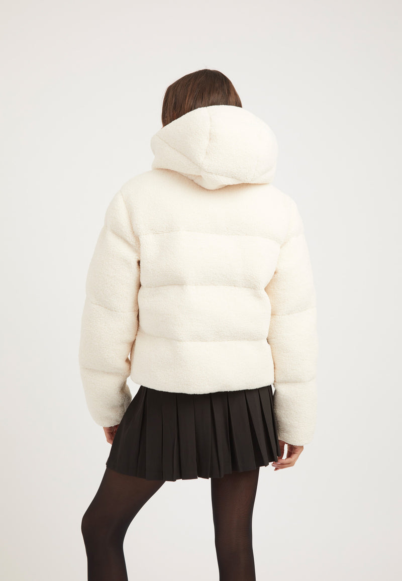 EZ Sherpa Cropped Jacket Ecru on model full length by JACK1T