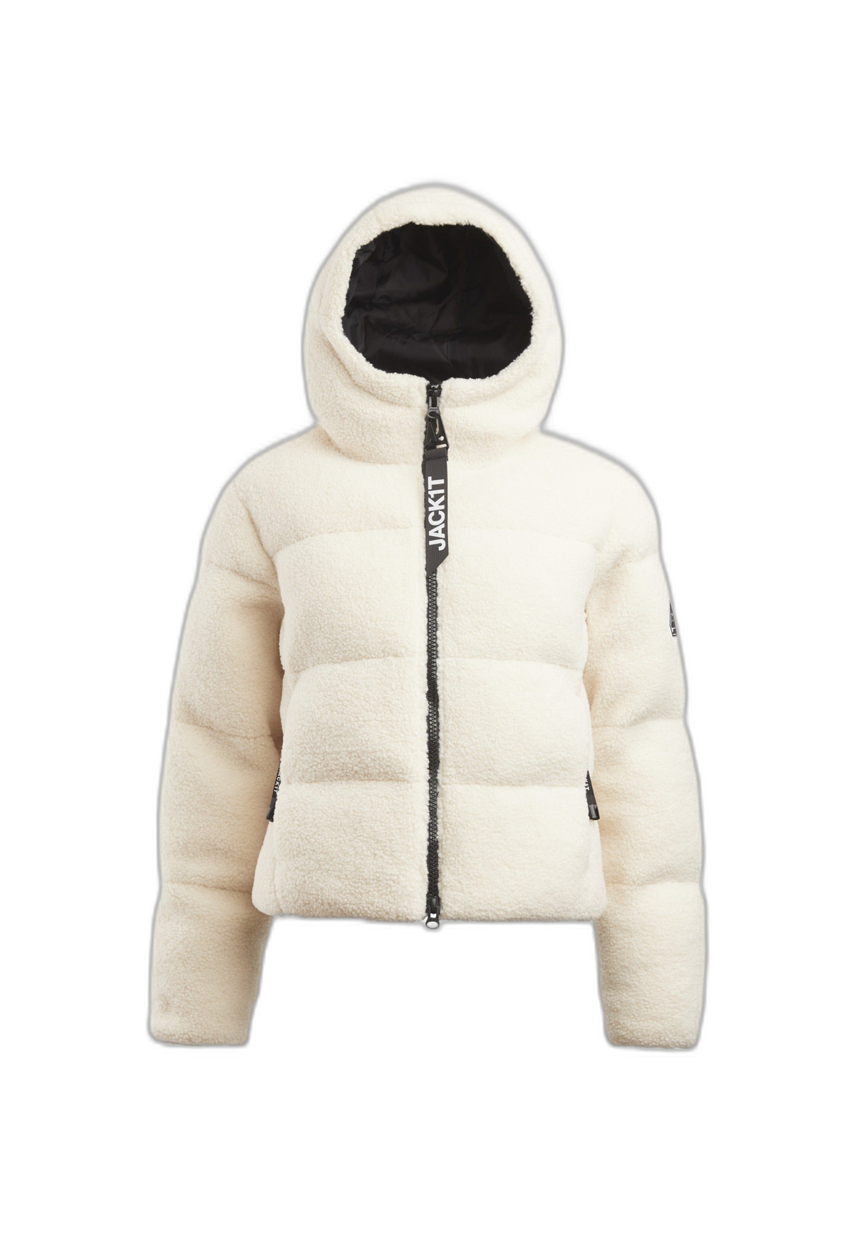 EZ Sherpa Cropped Jacket Ecru flat lay cutout