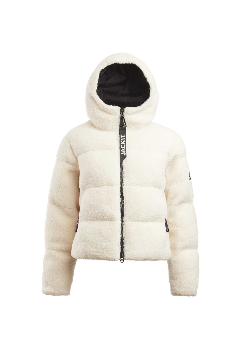 EZ Sherpa Cropped Jacket Ecru flat lay swatch