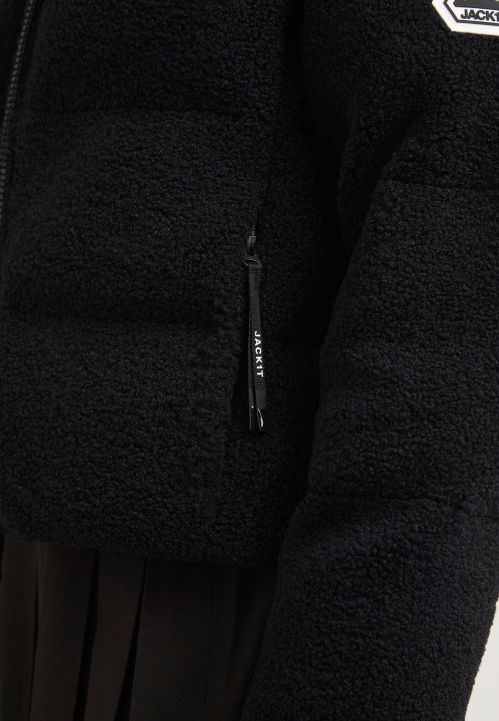 EZ Sherpa Cropped Jacket Black detail shot by JACK1T