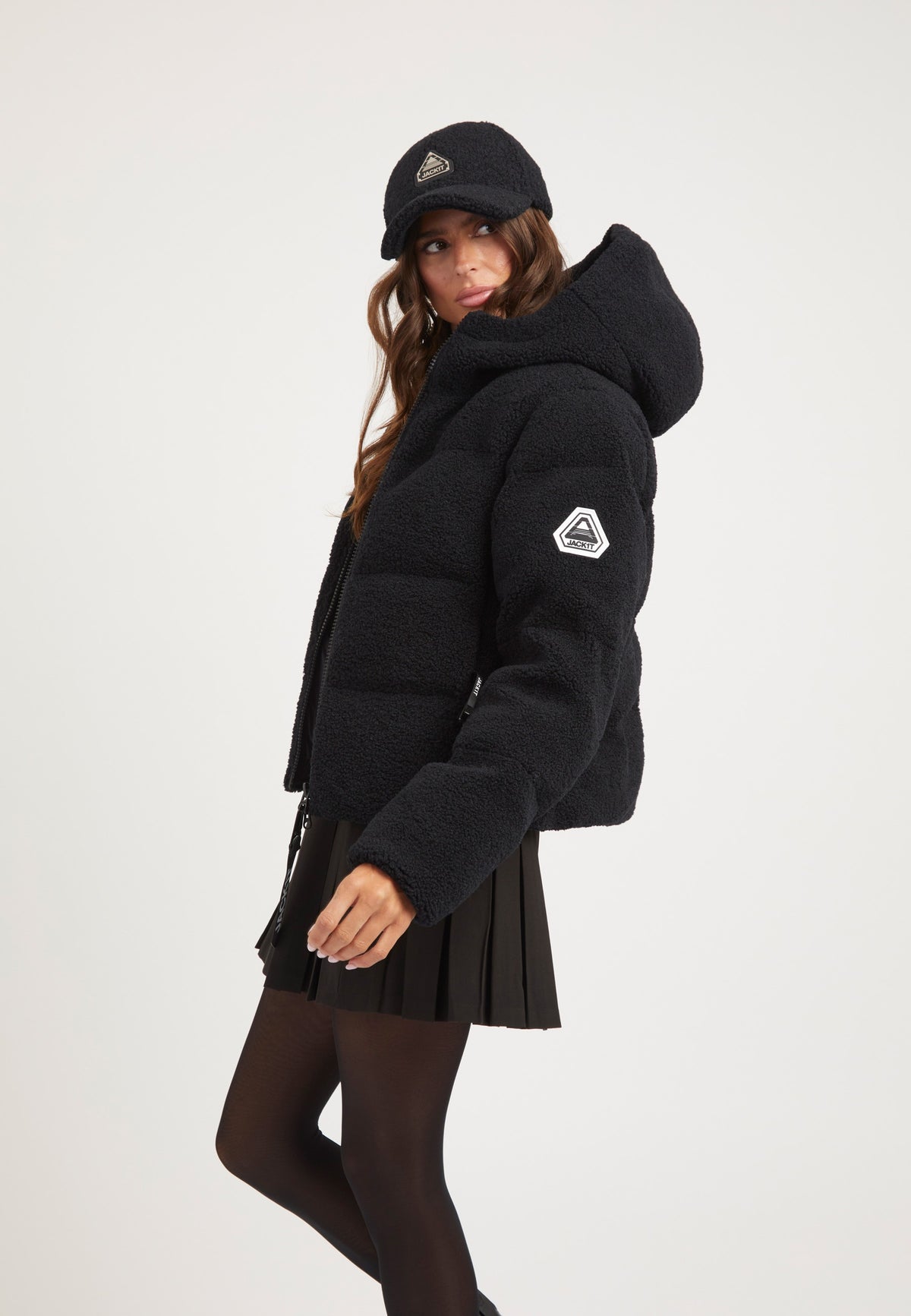 EZ Sherpa Cropped Jacket Black detail shot by JACK1T