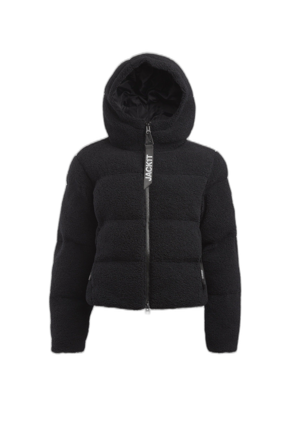EZ Sherpa Cropped Jacket Black flat lay cutout