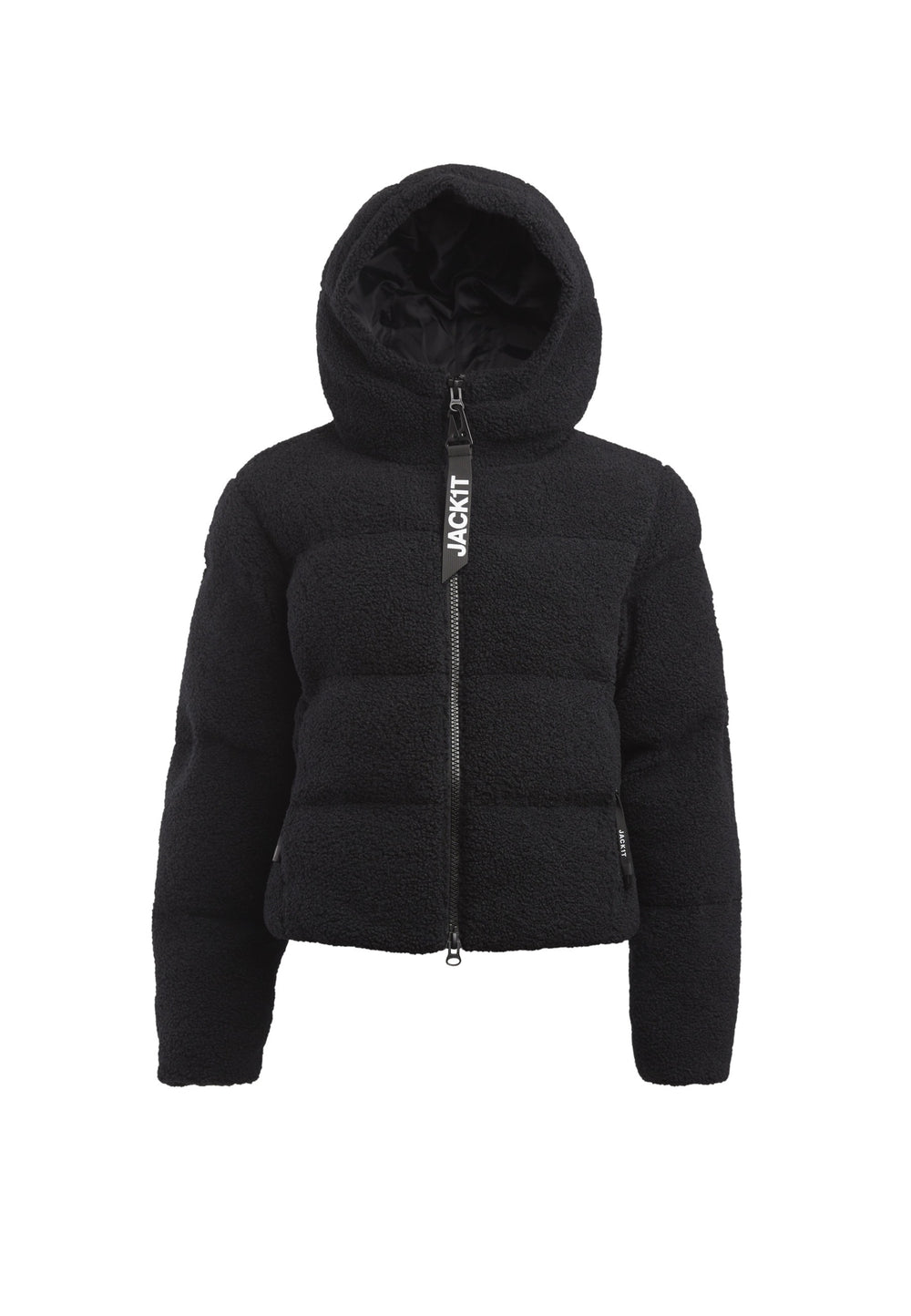 EZ Sherpa Cropped Jacket Black flat lay swatch