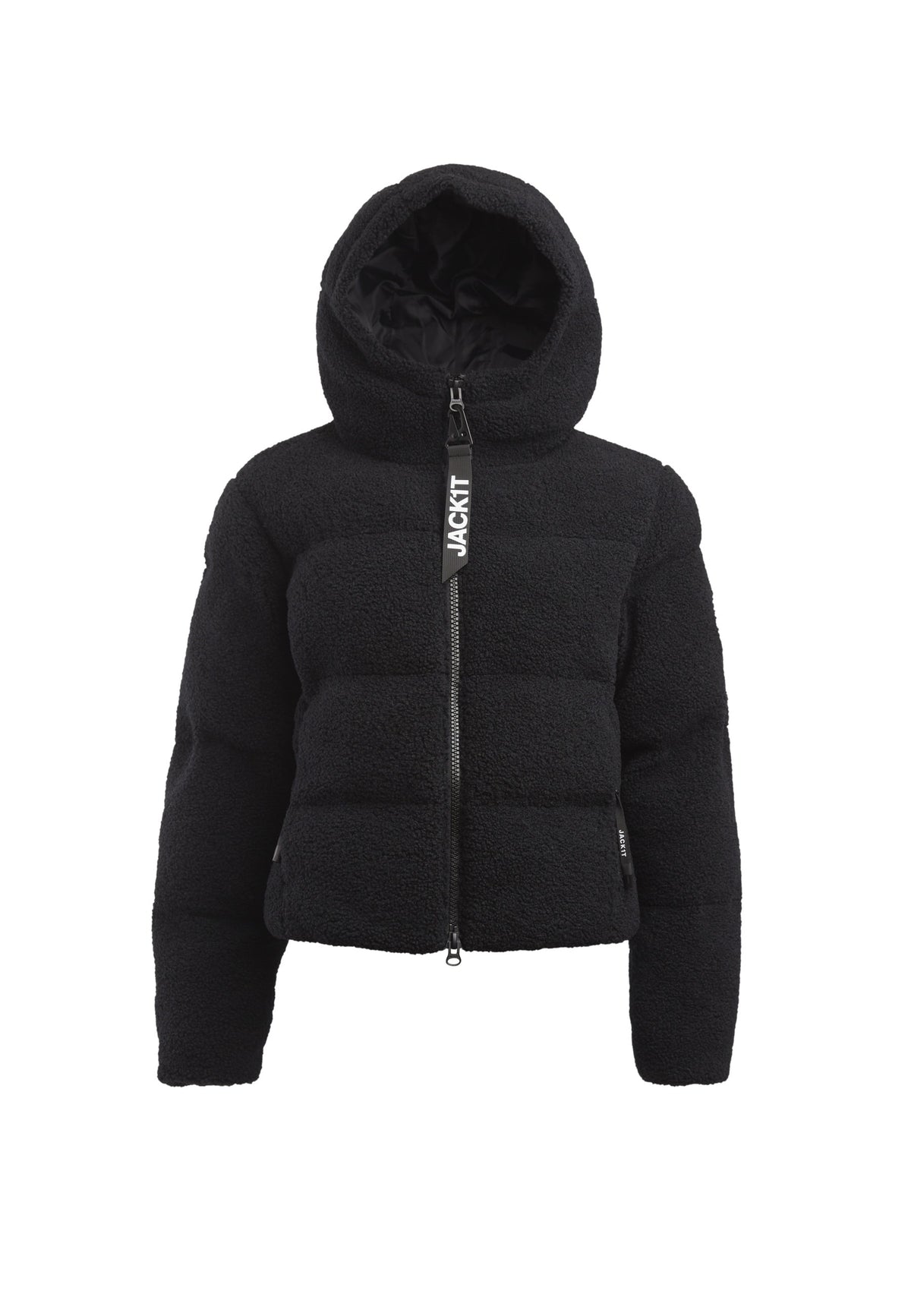 EZ Sherpa Cropped Jacket Black flat lay swatch