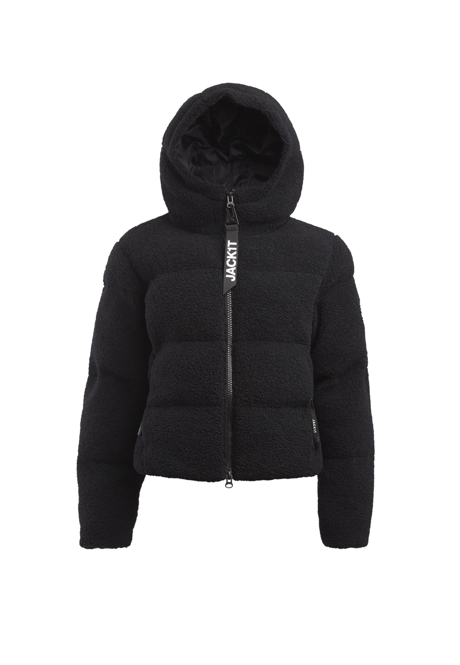 EZ Sherpa Cropped Jacket Black flat lay swatch