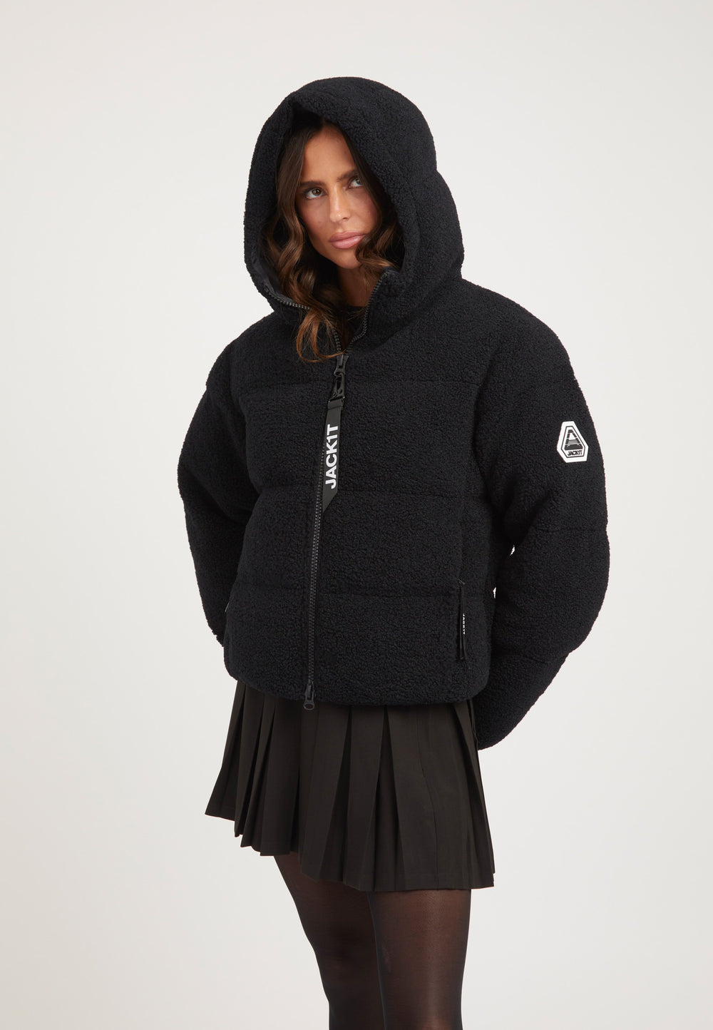 EZ Sherpa Cropped Jacket Black styled shot by JACK1T