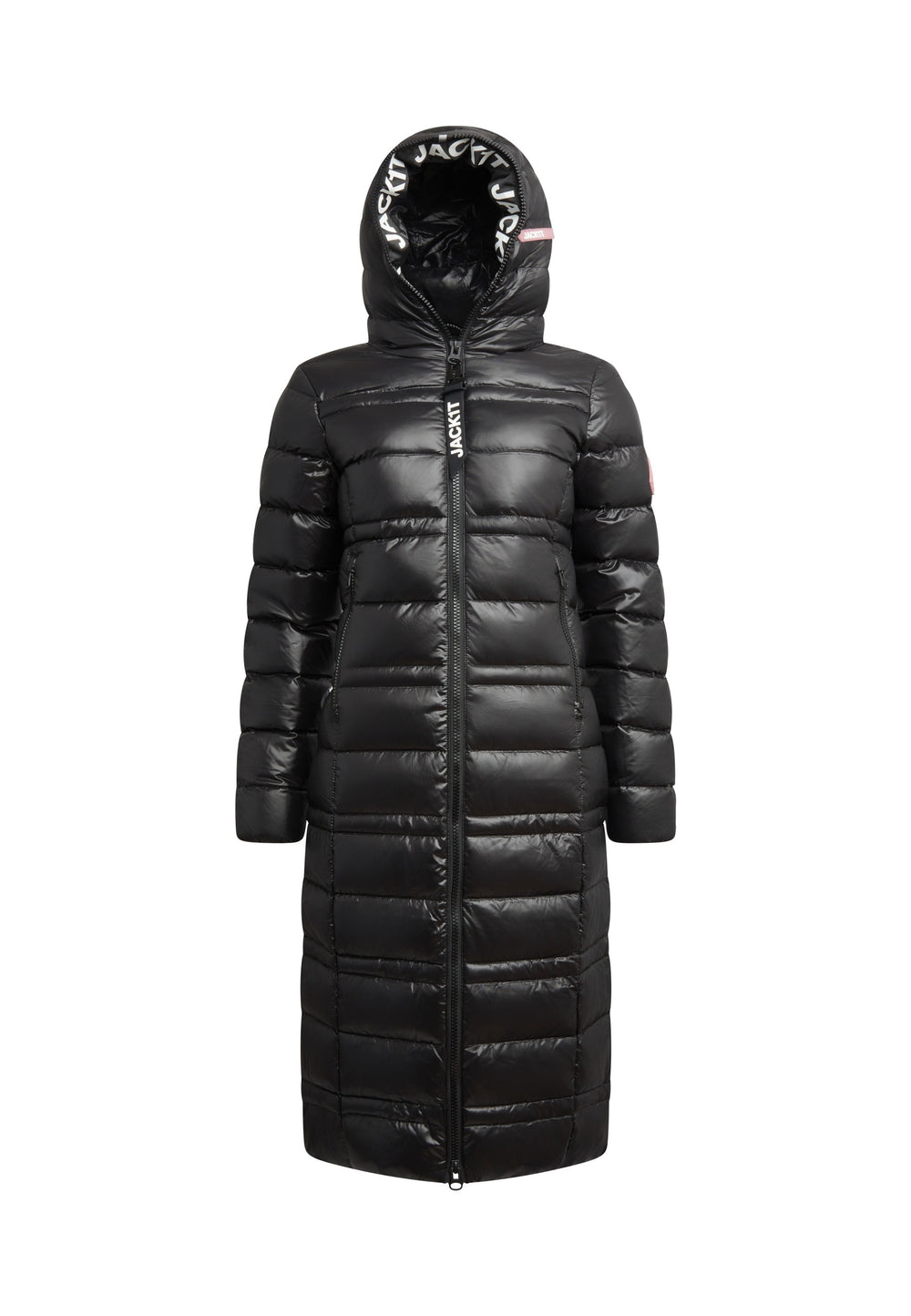 R4D Extra Long Straight Baffle Coat Black flat lay swatch