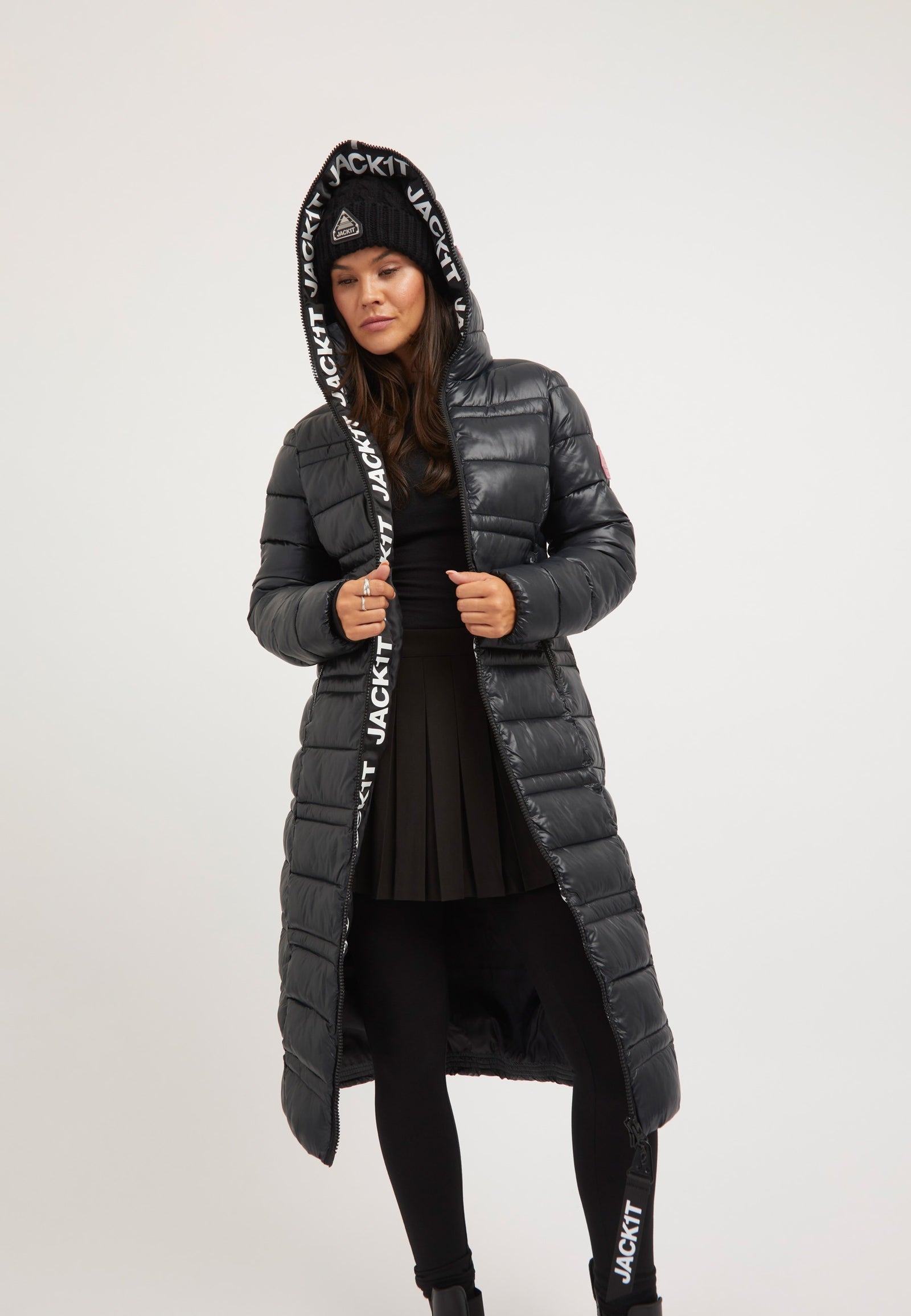 R4D Extra Long Straight Baffle Coat Black styled shot by JACK1T