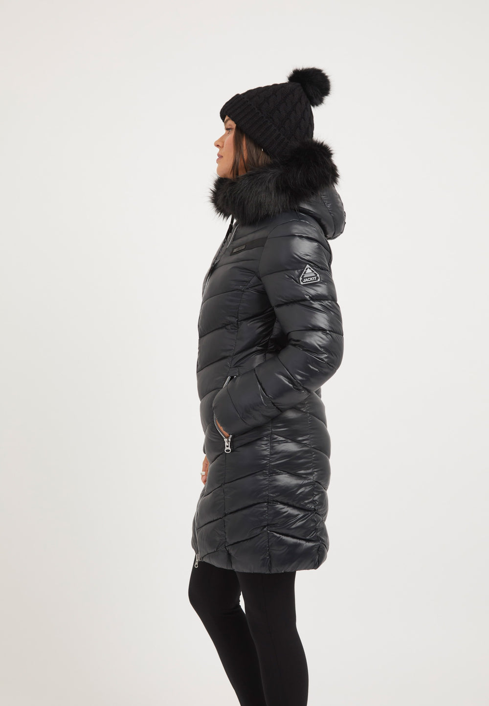 R4D Luxe Coat Black on model back view by JACK1T