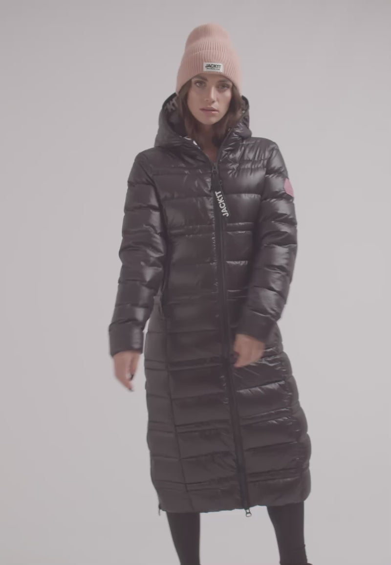 R4D Tramline Extra Long Down Coat Lux Black