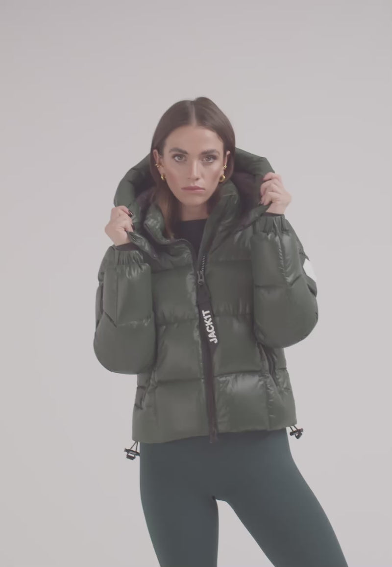 EZ Boxed Crop Down Puffer Jacket Lux Emerald