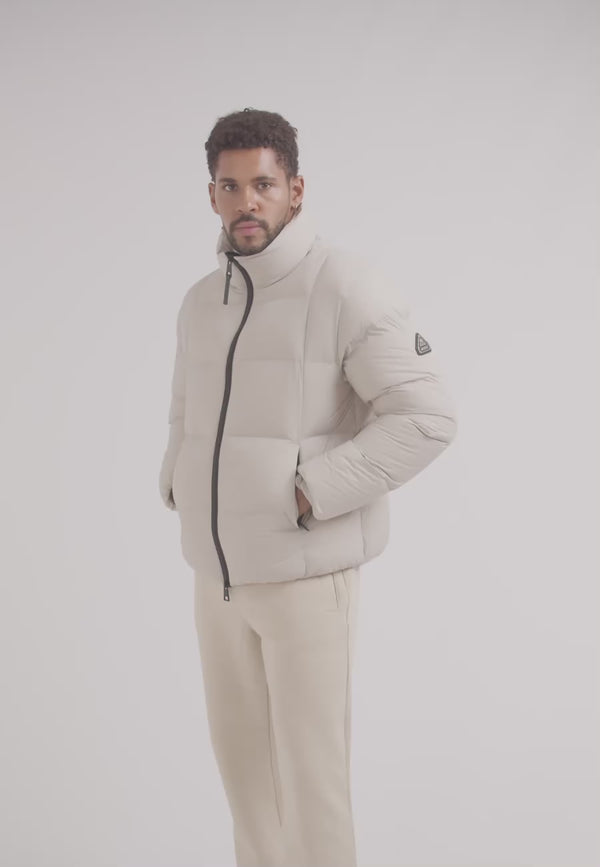 Cloud Lightweight Puffer Racer Jacket Stone